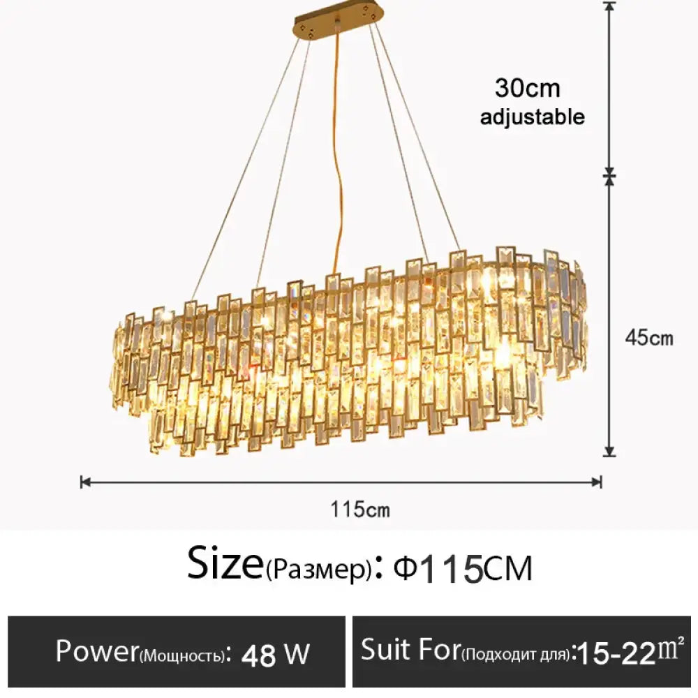 Crystal Gold Round Chandelier | Dining Room Lighting