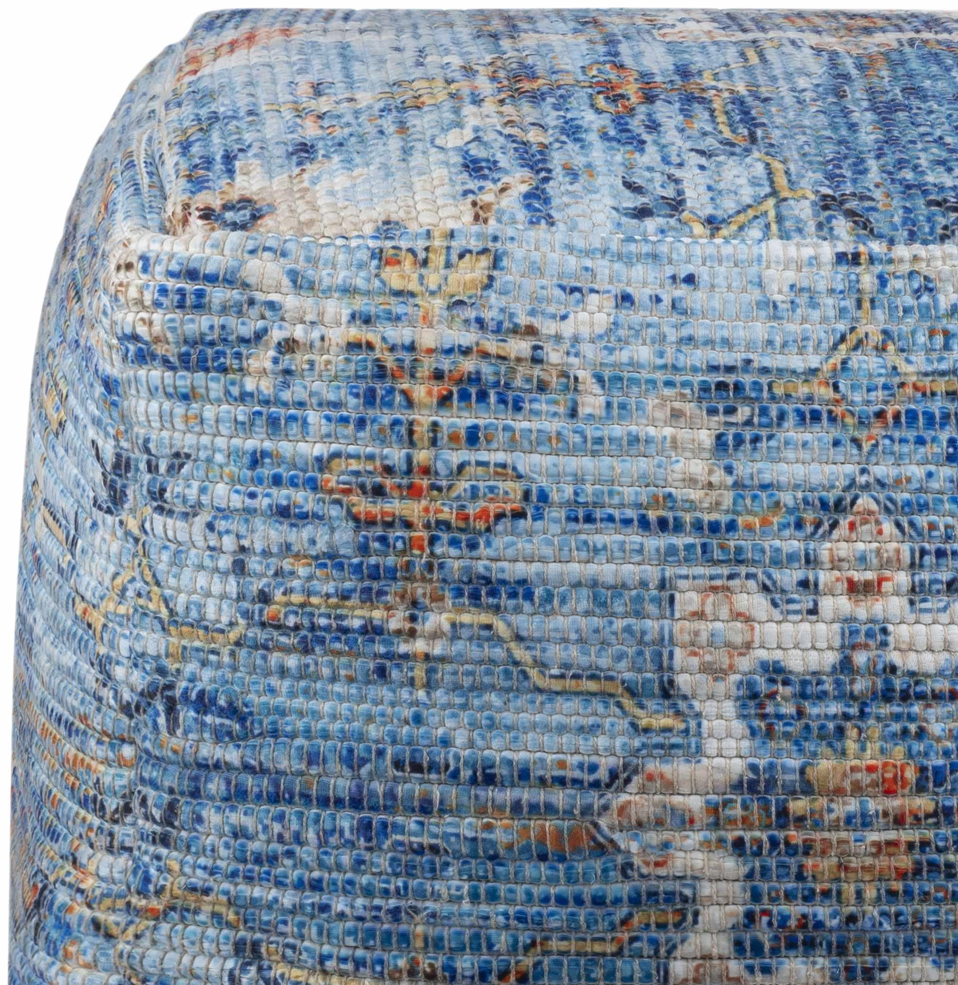 Cuddington Sky Blue Woven Pouf - PRHOMZ