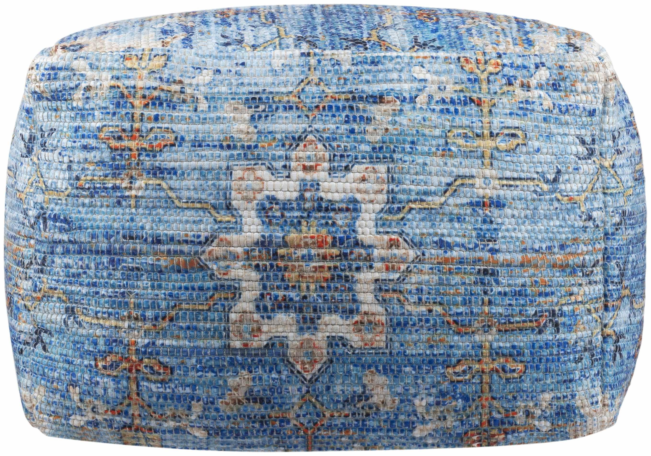 Cuddington Sky Blue Woven Pouf - PRHOMZ