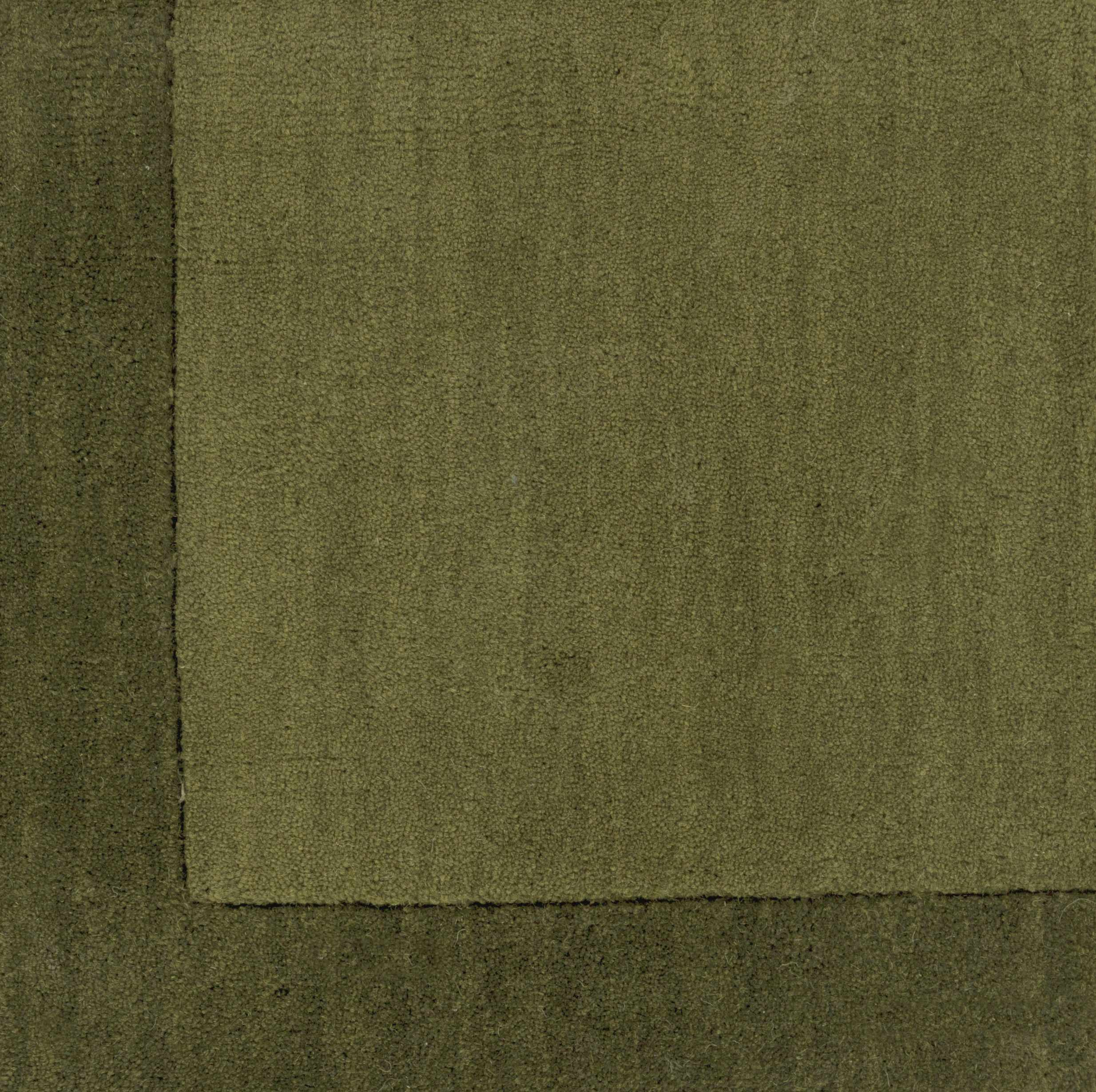 Bordered Solid Olive Green Wool Rug-2