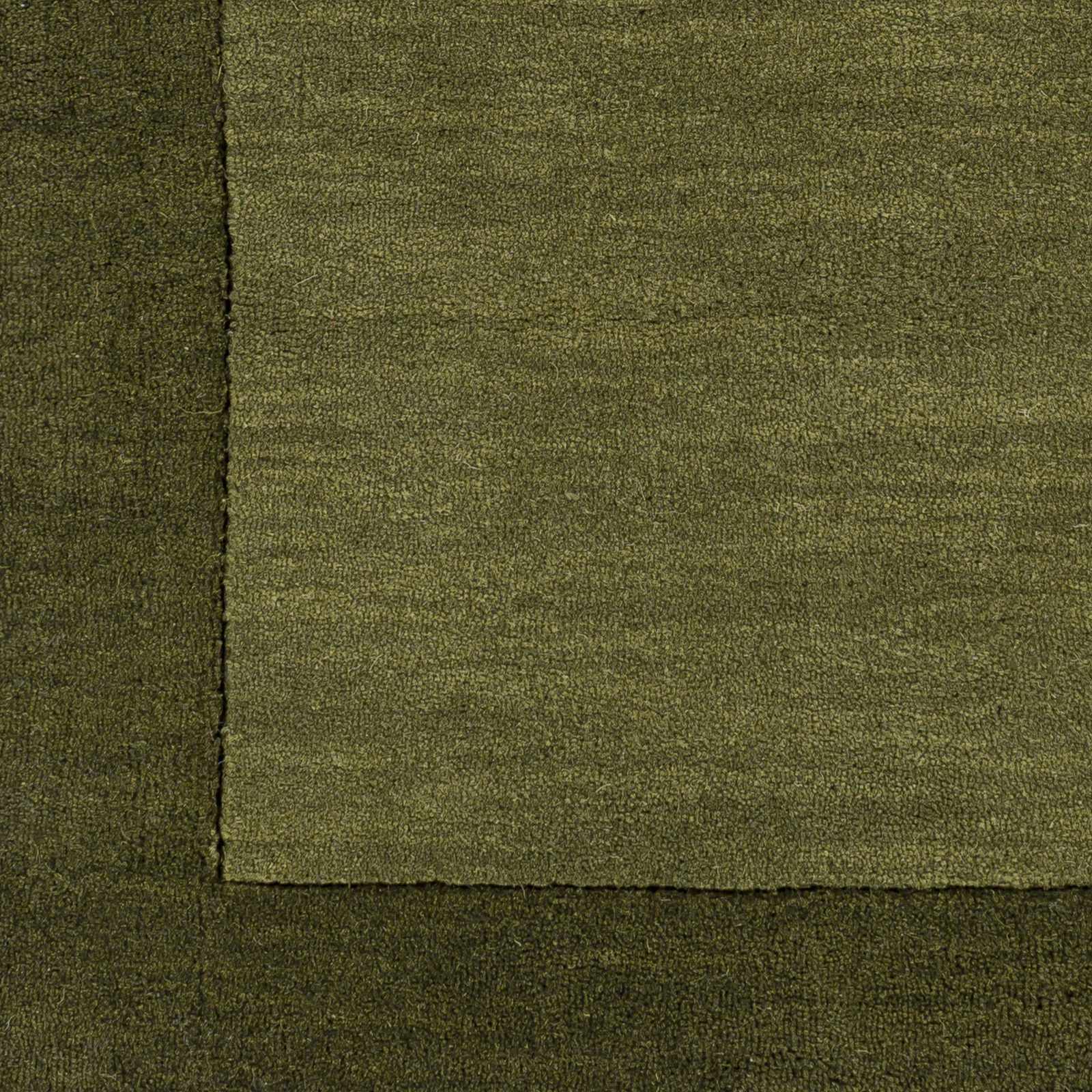 Bordered Solid Olive Green Wool Rug-4