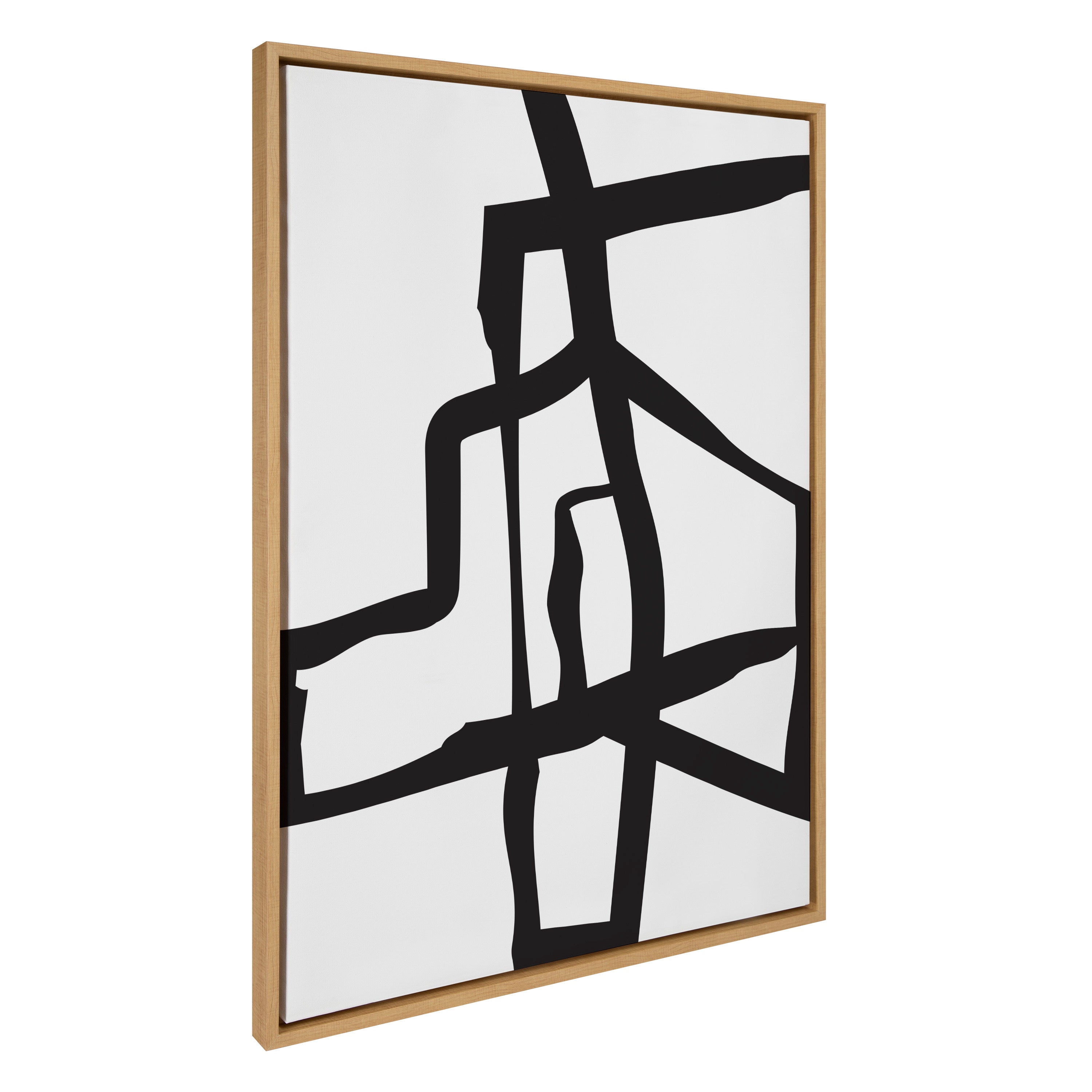 Sylvie Bold Sophisticated Abstract Black Stroke Framed Canvas by The Creative Bunch Studio