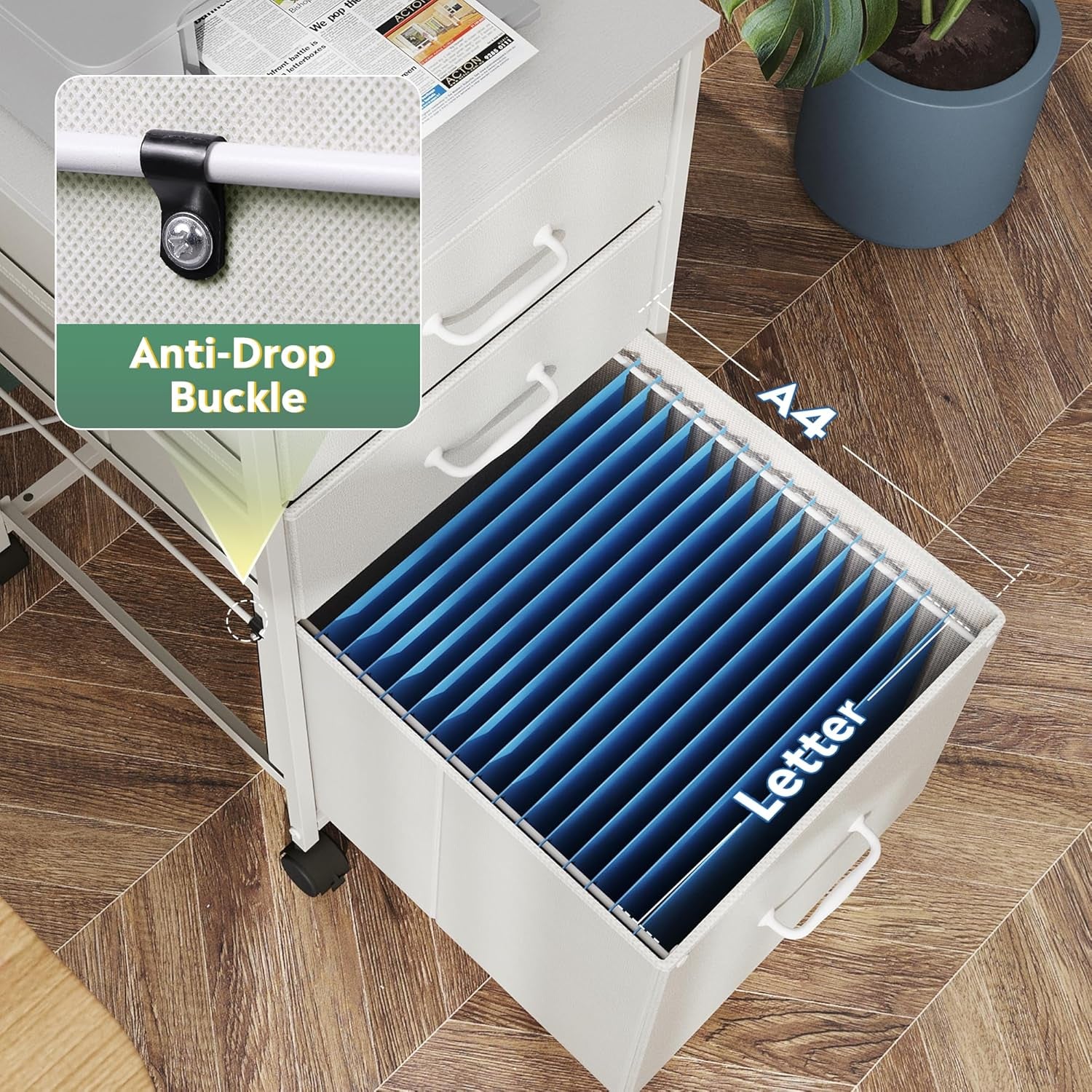 Mobile File Cabinet With 3 Drawers Rolling In White