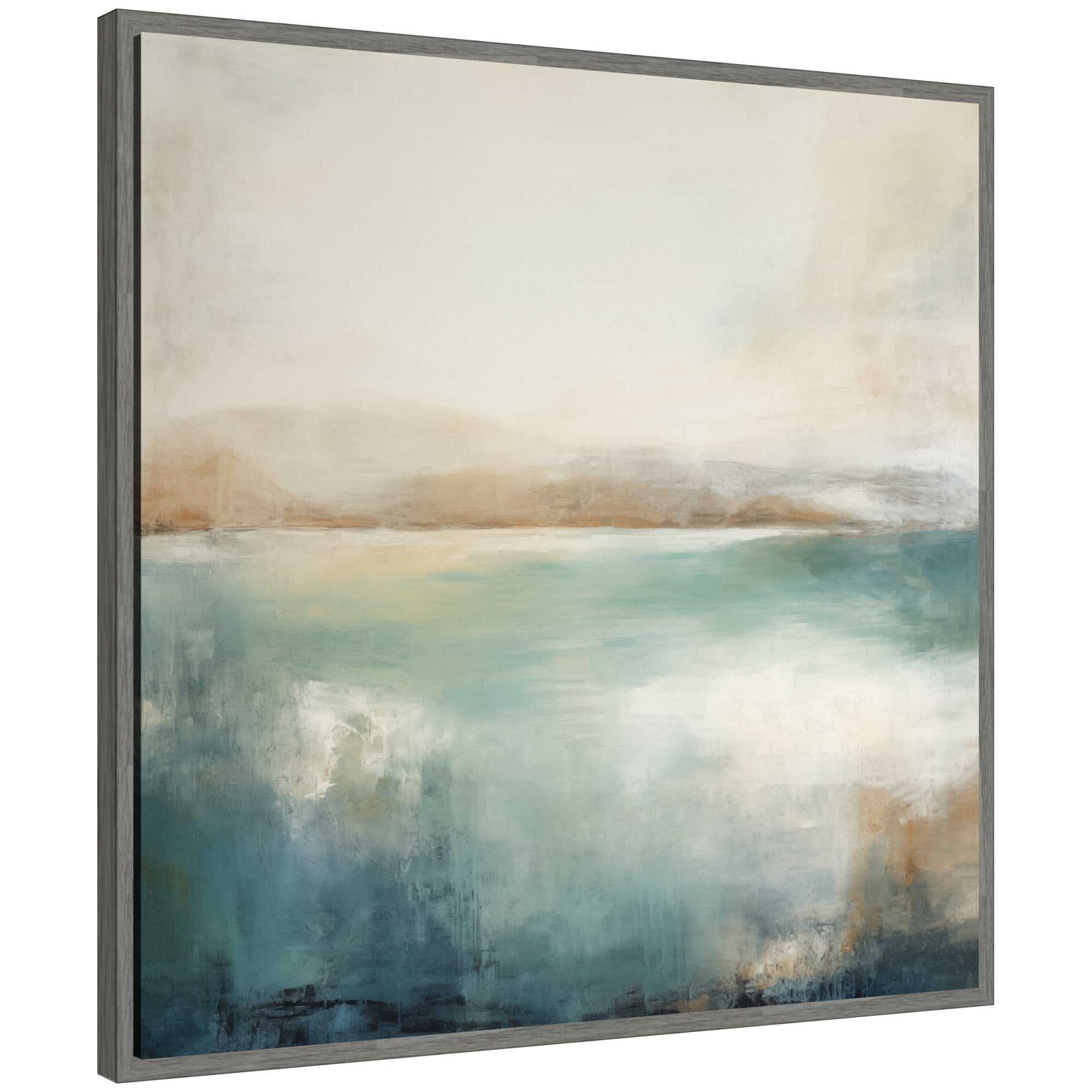 Sylvie Abstract Calming Lake Landscape Framed Canvas by The Creative Bunch Studio