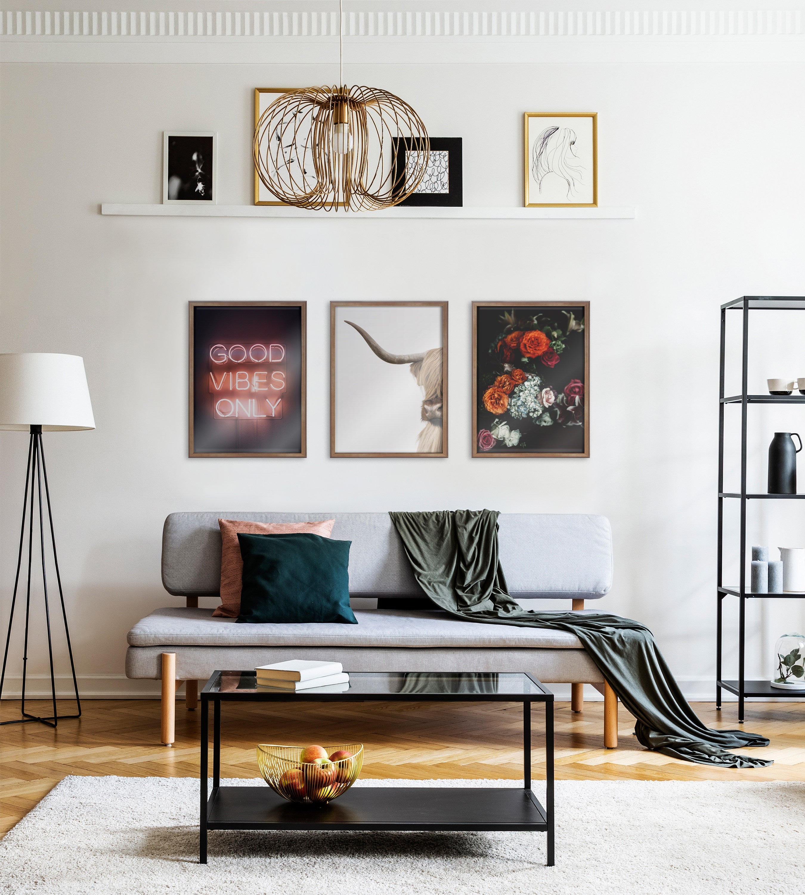 Blake Highland Cow Portrait Close Crop Vertical Framed Printed Glass by The Creative Bunch Studio