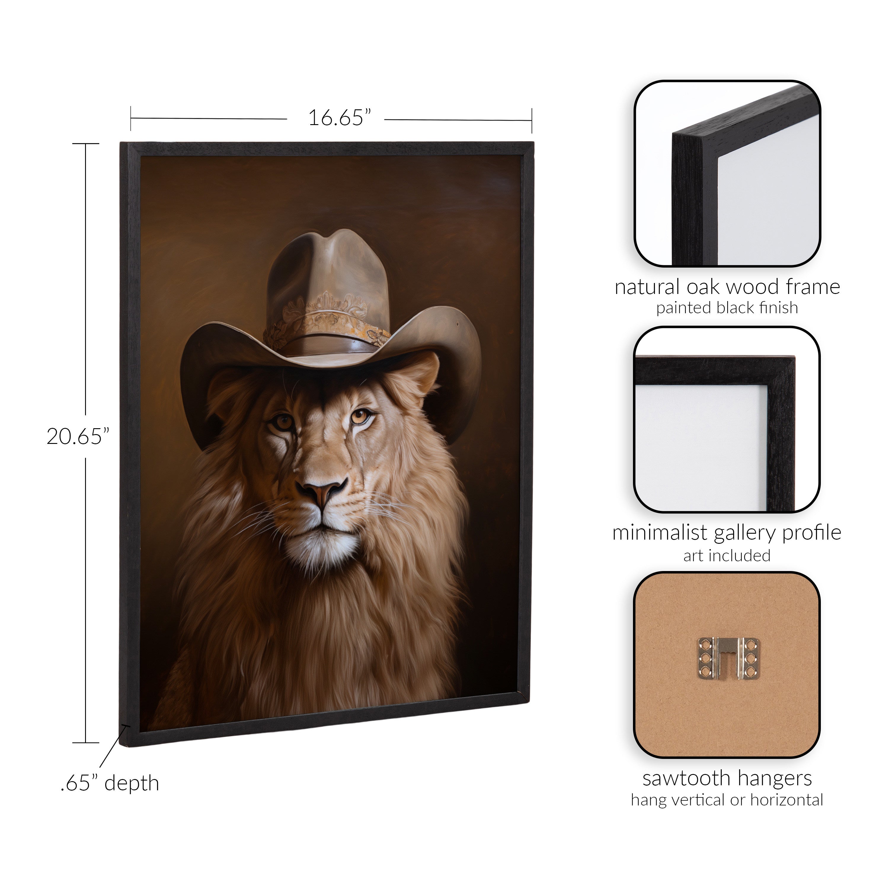 Gallery Lion Wearing a Western Cowboy Hat Print by The Creative Bunch Studio