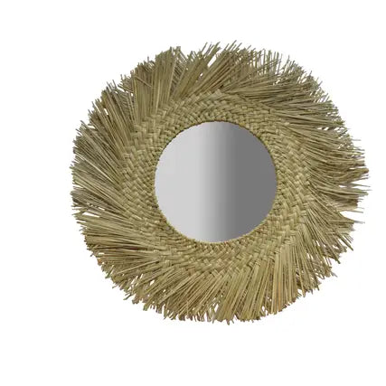 Round Seagrass Mirror