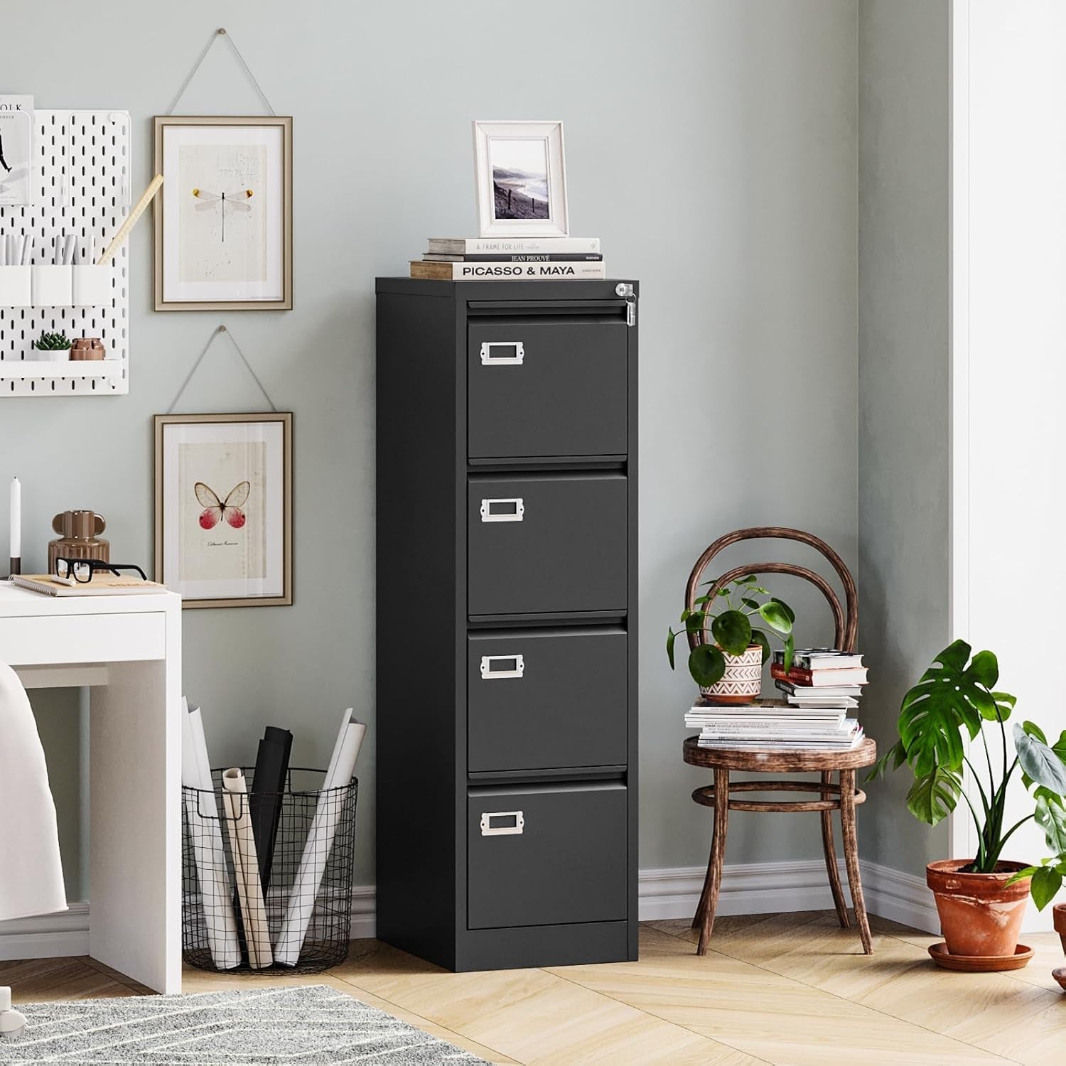 Four Drawer Filing Cabinet With Lock For Home Office