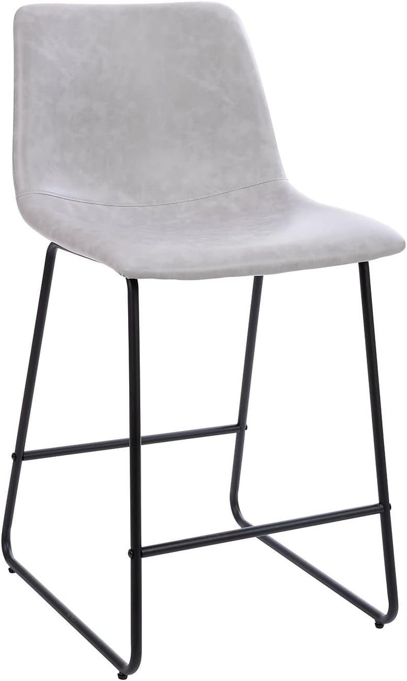 Reagan 24 Inch LeatherSoft Counter Height Bar Stools Set Of 2 Light Gray