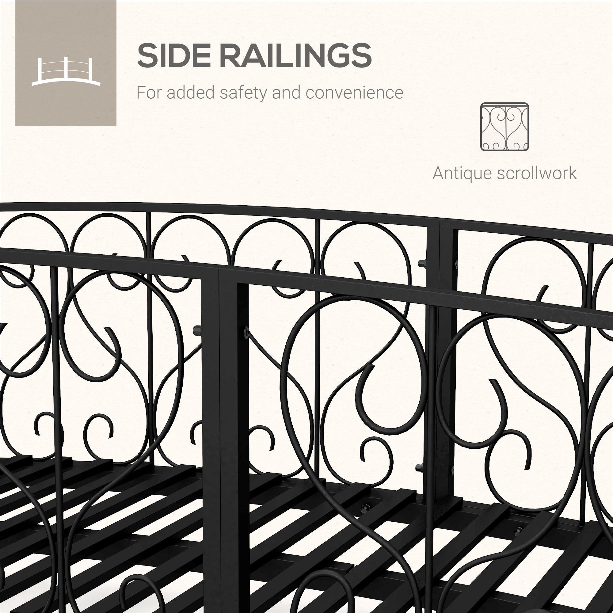 Outsunny 7' Metal Arch Garden Bridge with Safety Siderails