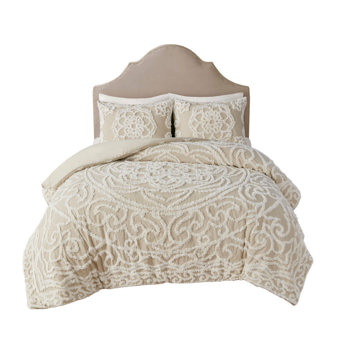 Full/Queen 3 Piece Tufted Cotton Duvet Cover Set