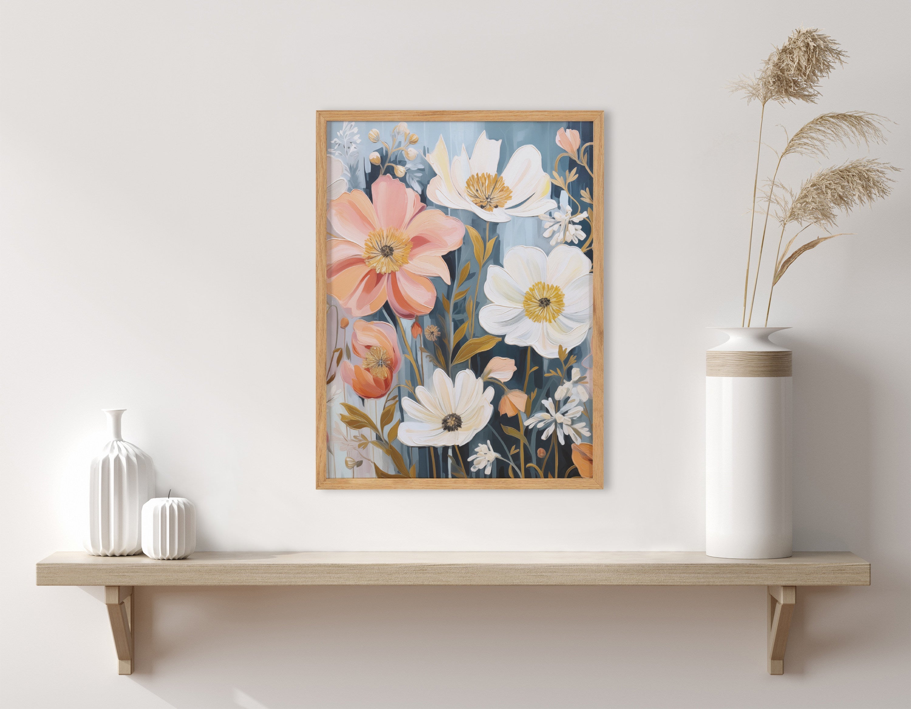 Gallery Boho Flowers in Muted Neutrals Print by The Creative Bunch Studio