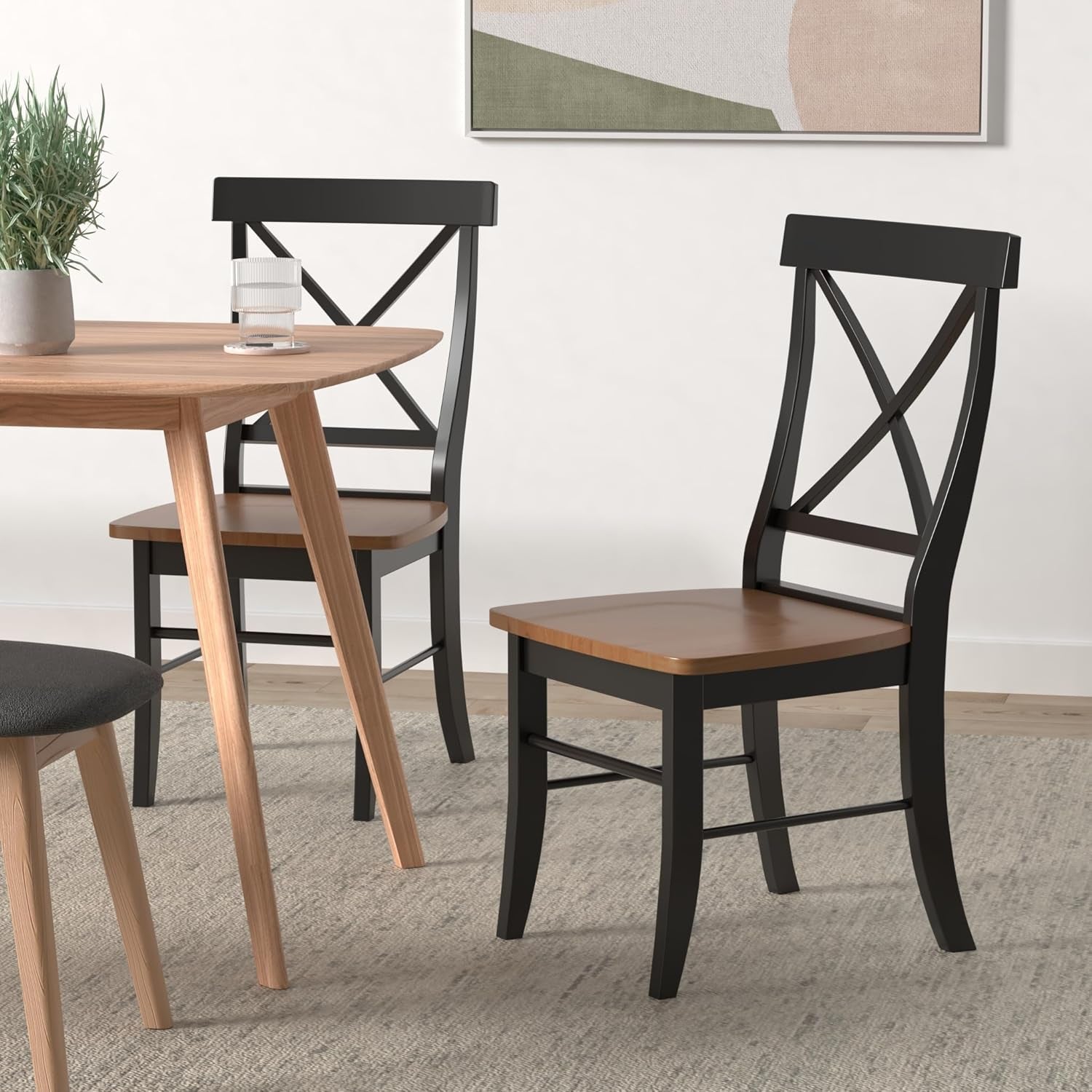 X Back Dining Chair Solid Wood Seat In Black Cherry