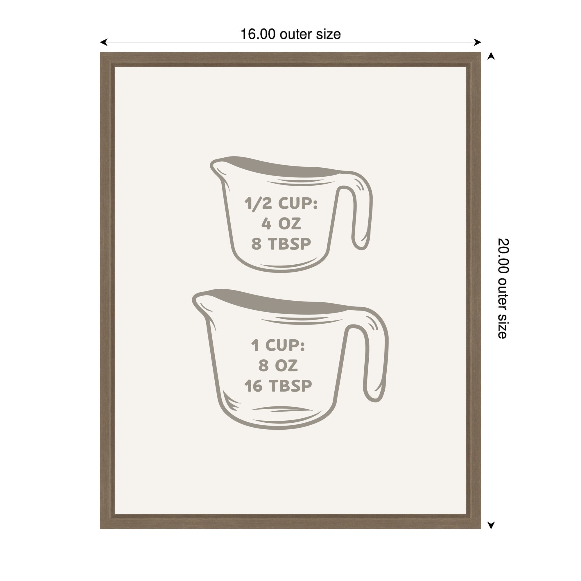 Kitchen Conversion Charts Cups by The Creative Bunch Studio Framed Canvas Wall Art Print