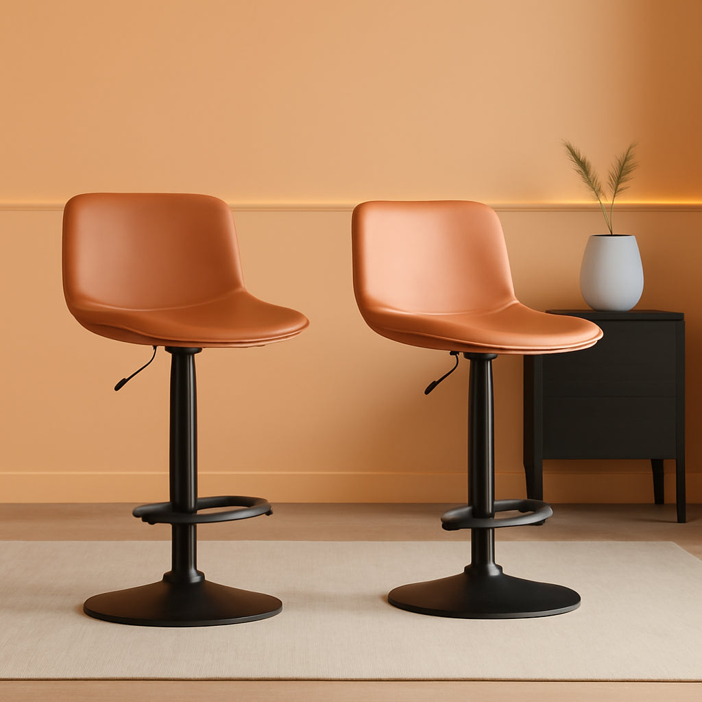 Adjustable Mid Century Swivel Bar Stool Set Of 2 For Kitchen