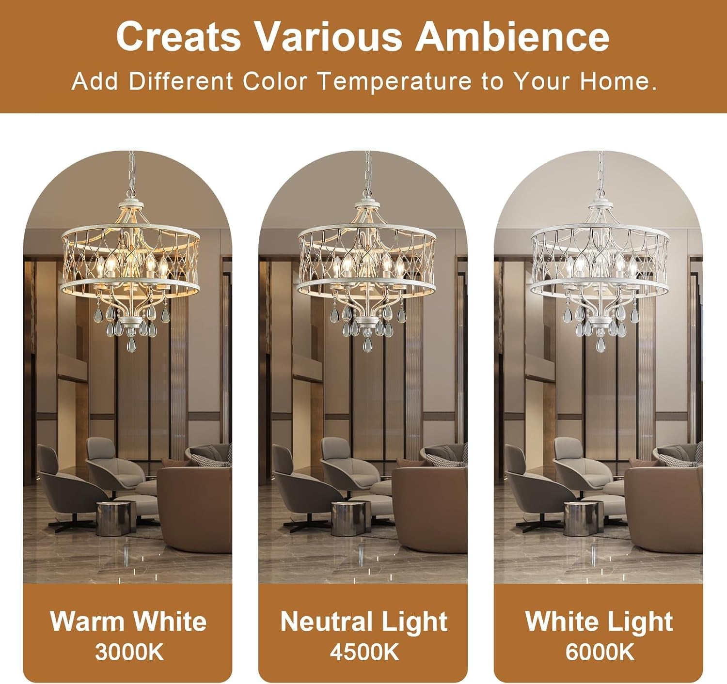 Five Light Crystal Chandelier White Finish Fixture-2