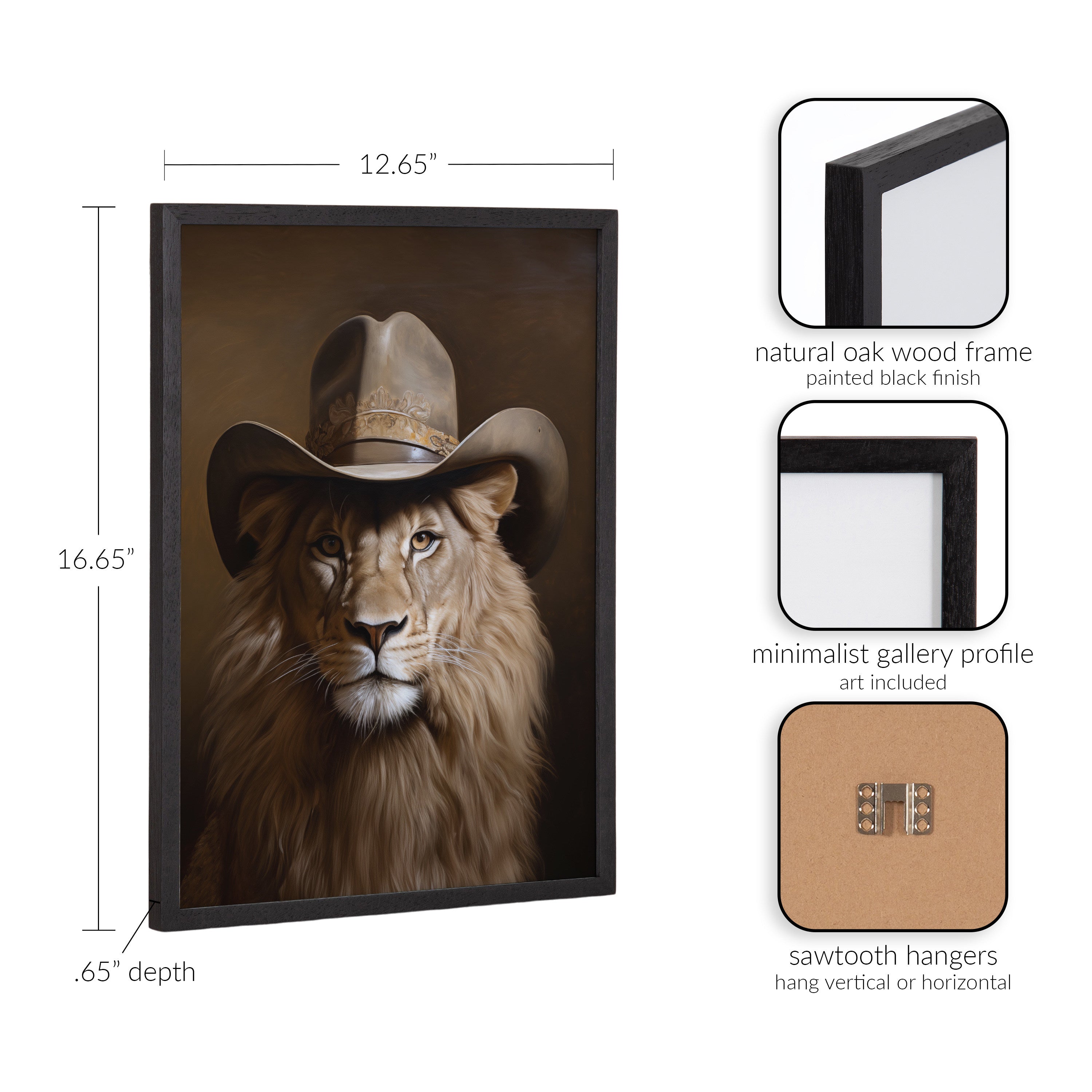 Gallery Lion Wearing a Western Cowboy Hat Print by The Creative Bunch Studio