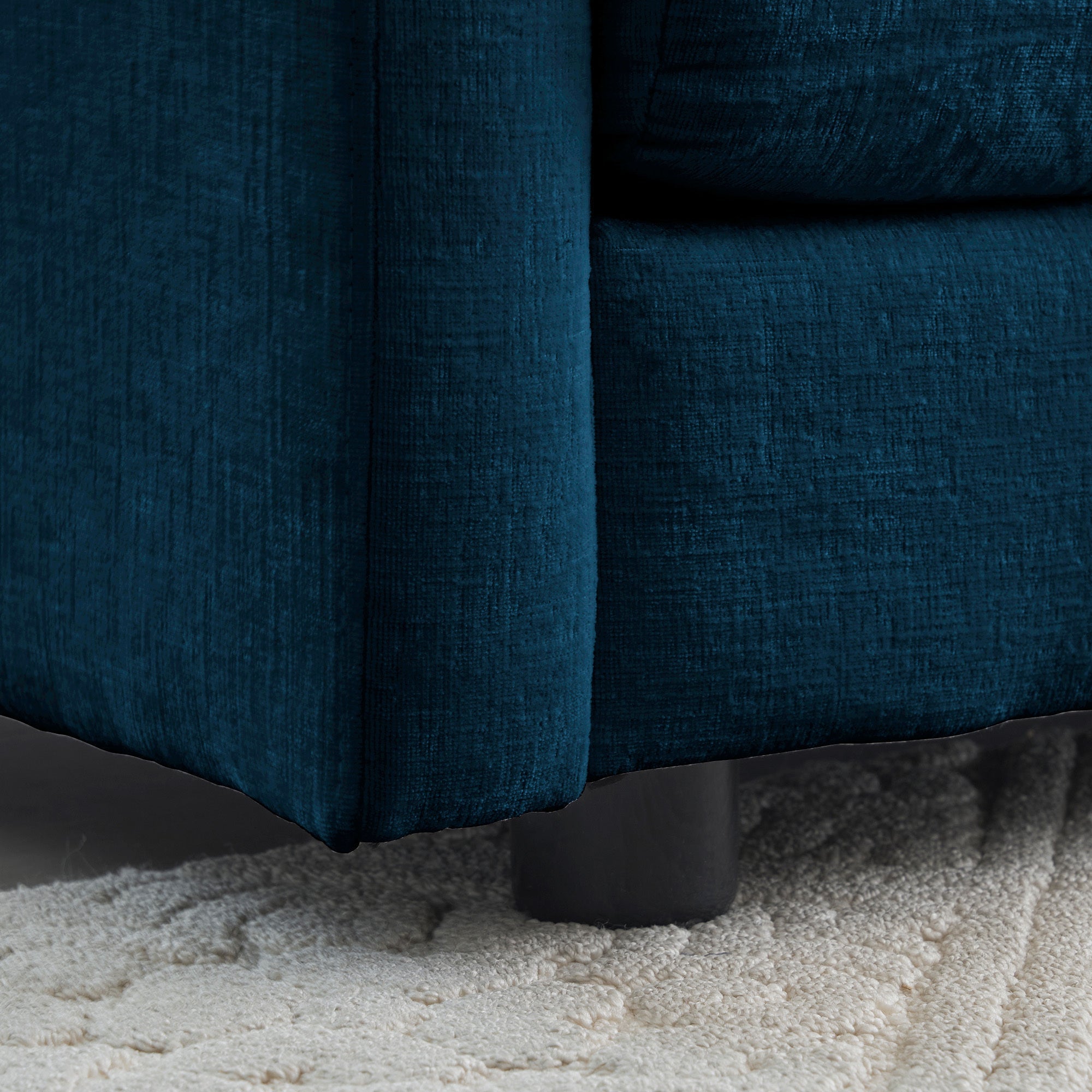 Accent Chair Set of 2, Blue Chenille Upholstered Armchairs