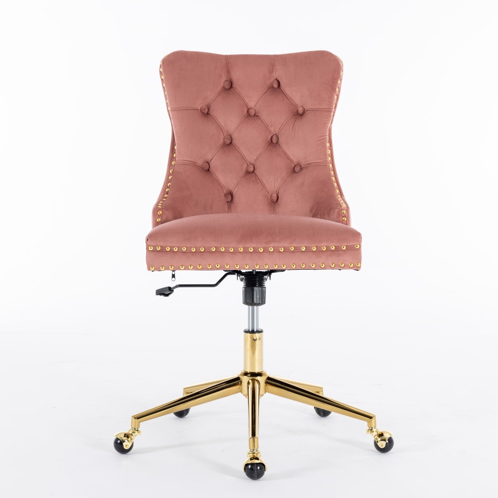 Velvet Upholstered Tufted Button  Office Chair-1