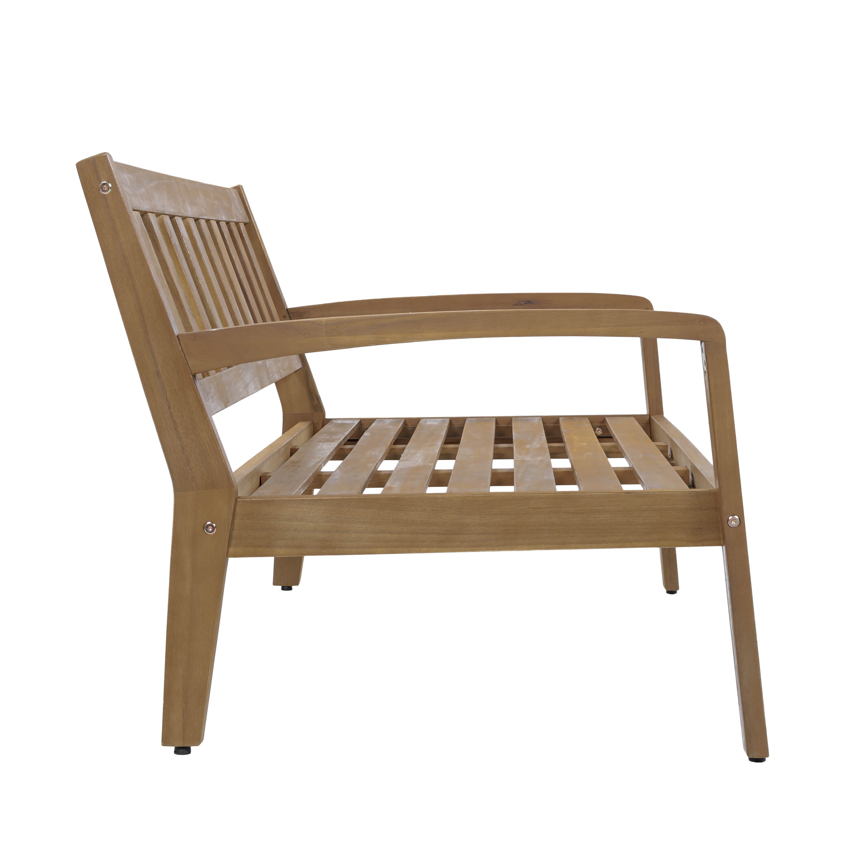 2-Piece Outdoor Gray Acacia Wood Conversation Set
