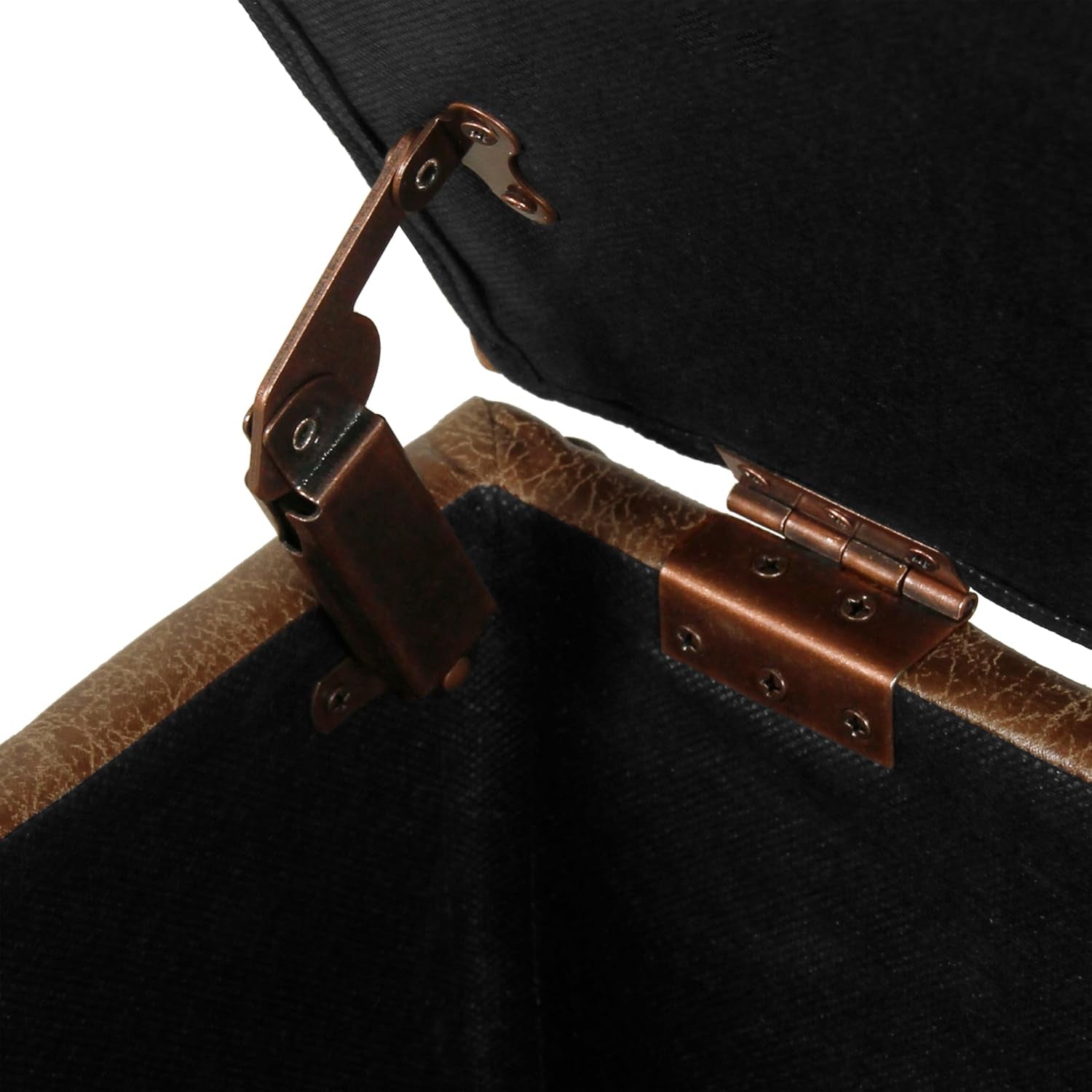 Small Distressed Brown Faux Leather Storage Ottoman