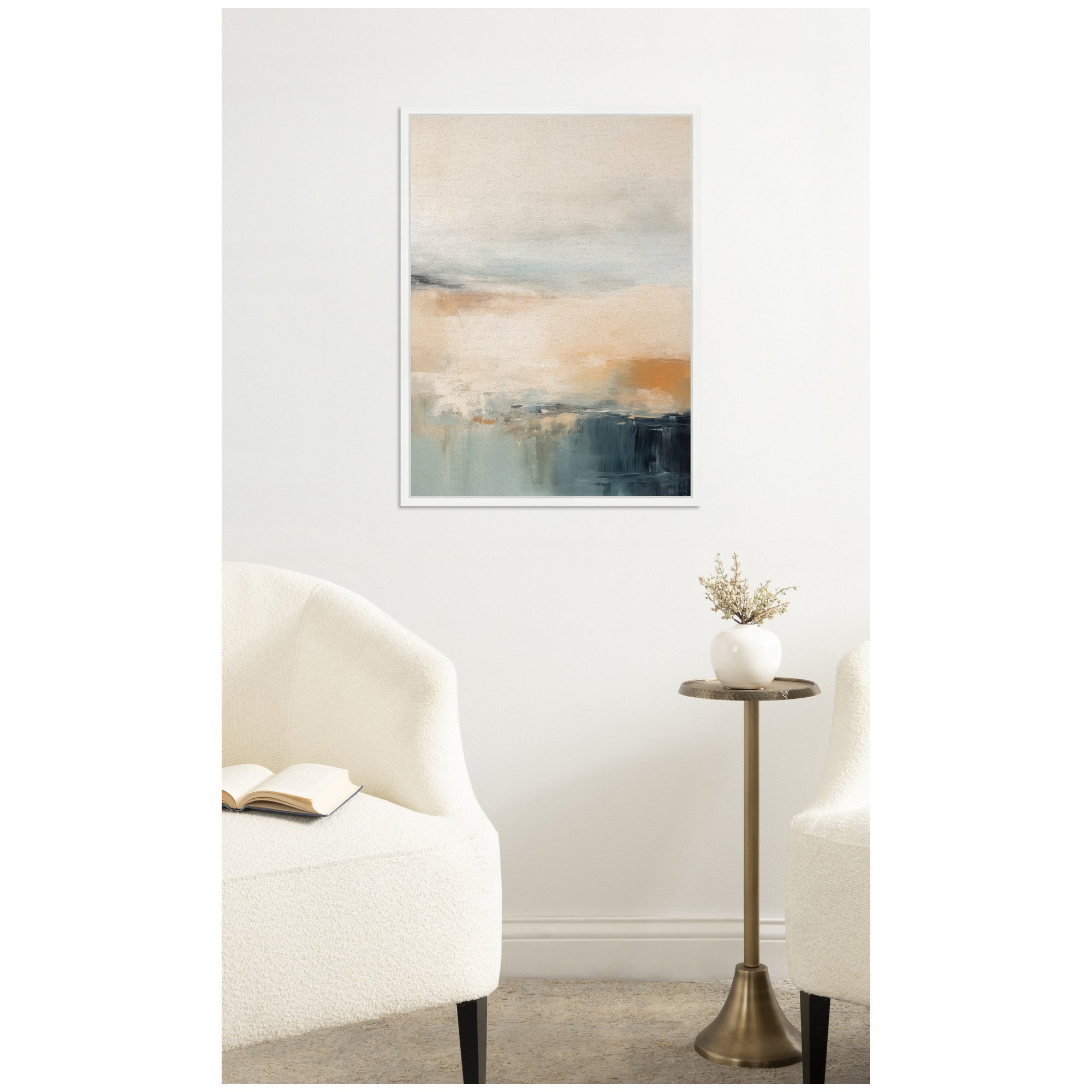 Blue Beach Ocean Coastal Abstract 3 by The Creative Bunch Studio Framed Canvas Wall Art Print