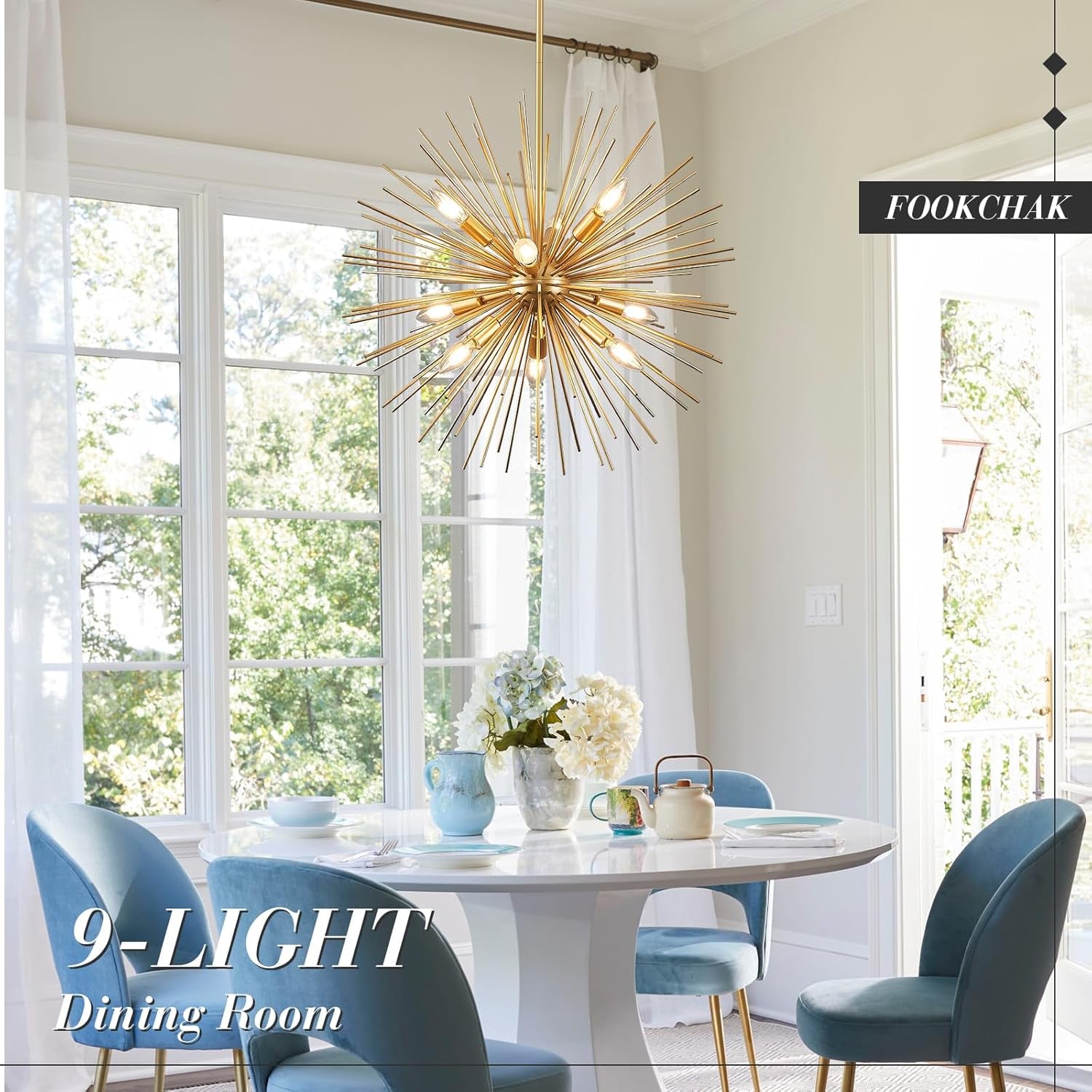 24 In Gold Sputnik Chandelier Nine Light Contemporary-1