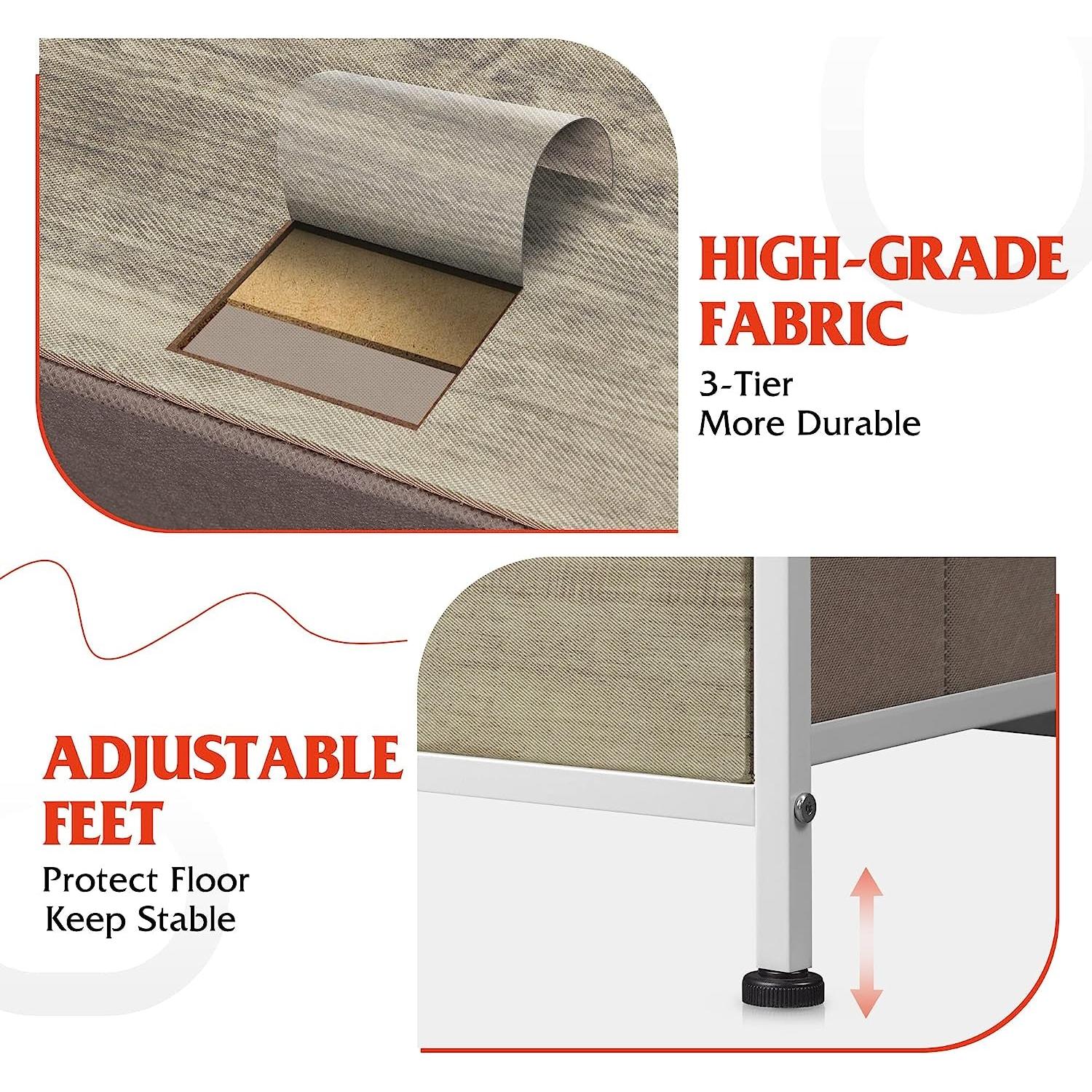 Fabric Storage Tower With Nine Drawers Greige For Bedrooms And Nurseries