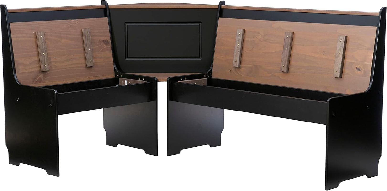 Black Pecan Five Seat Dining Set With Storage Benches