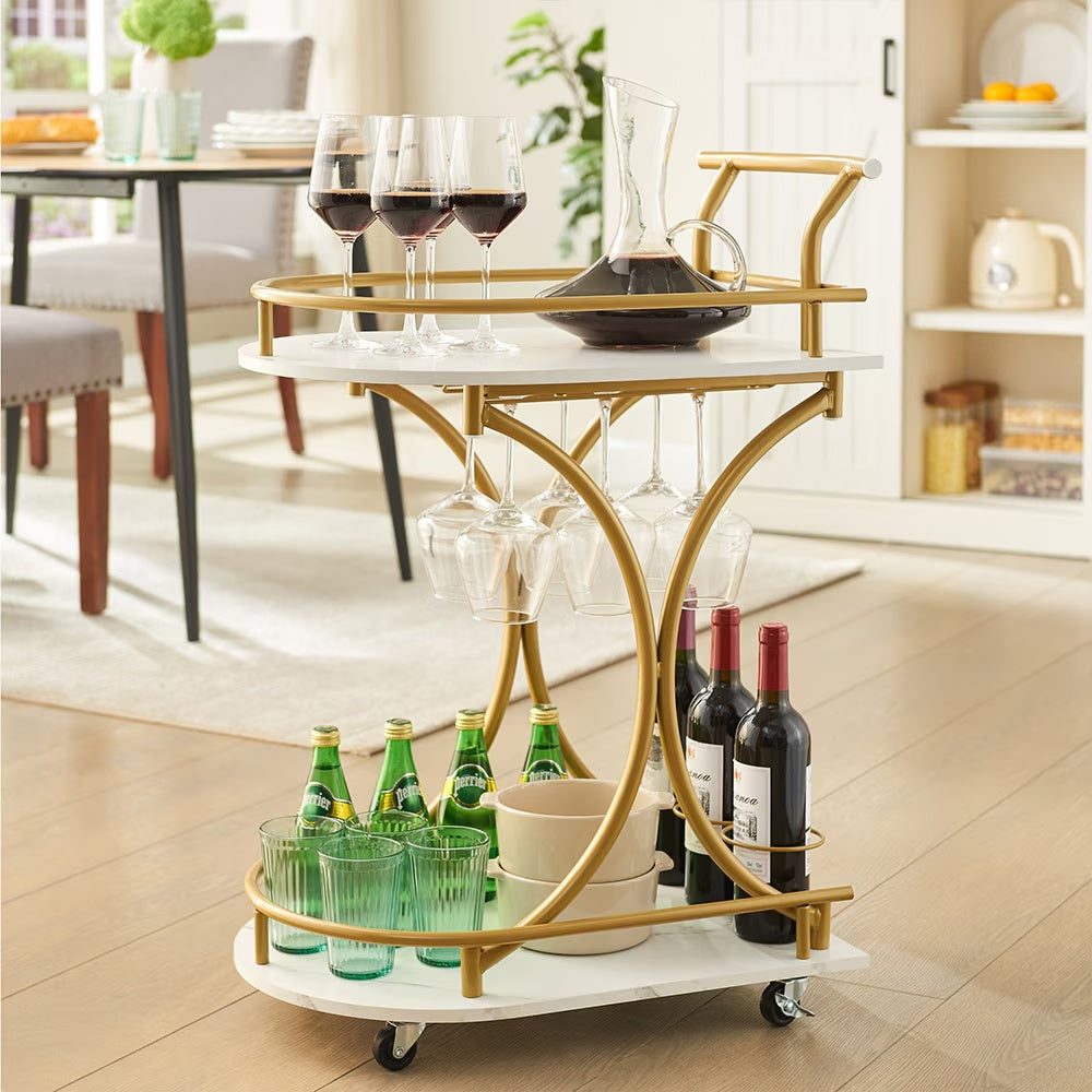 Elegant 2-Tier Entertainer: The Ultimate Bar Cart for Stylish Hosting