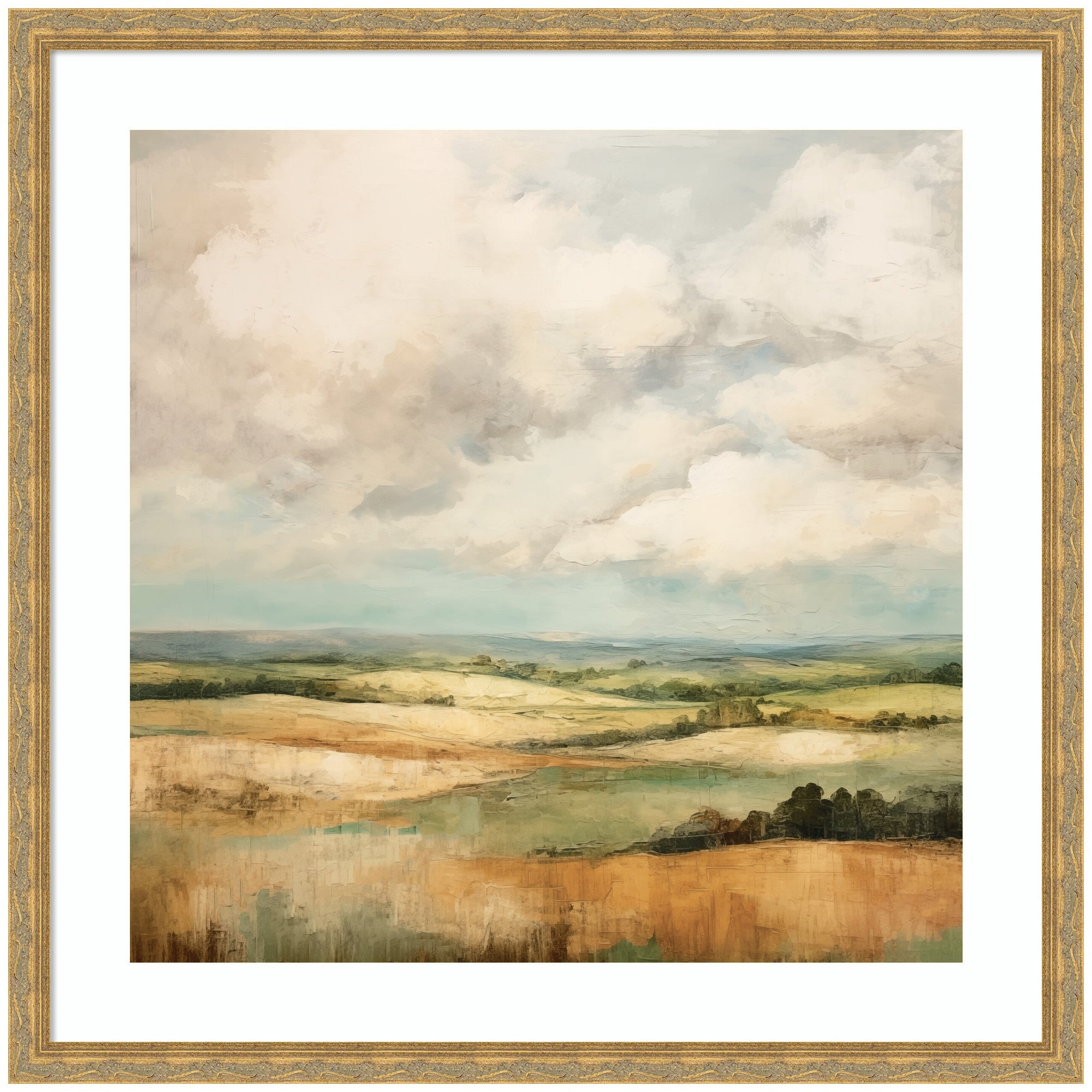 Framed Art Rolling Hills Abstract Landscape by The Creative Bunch Studio