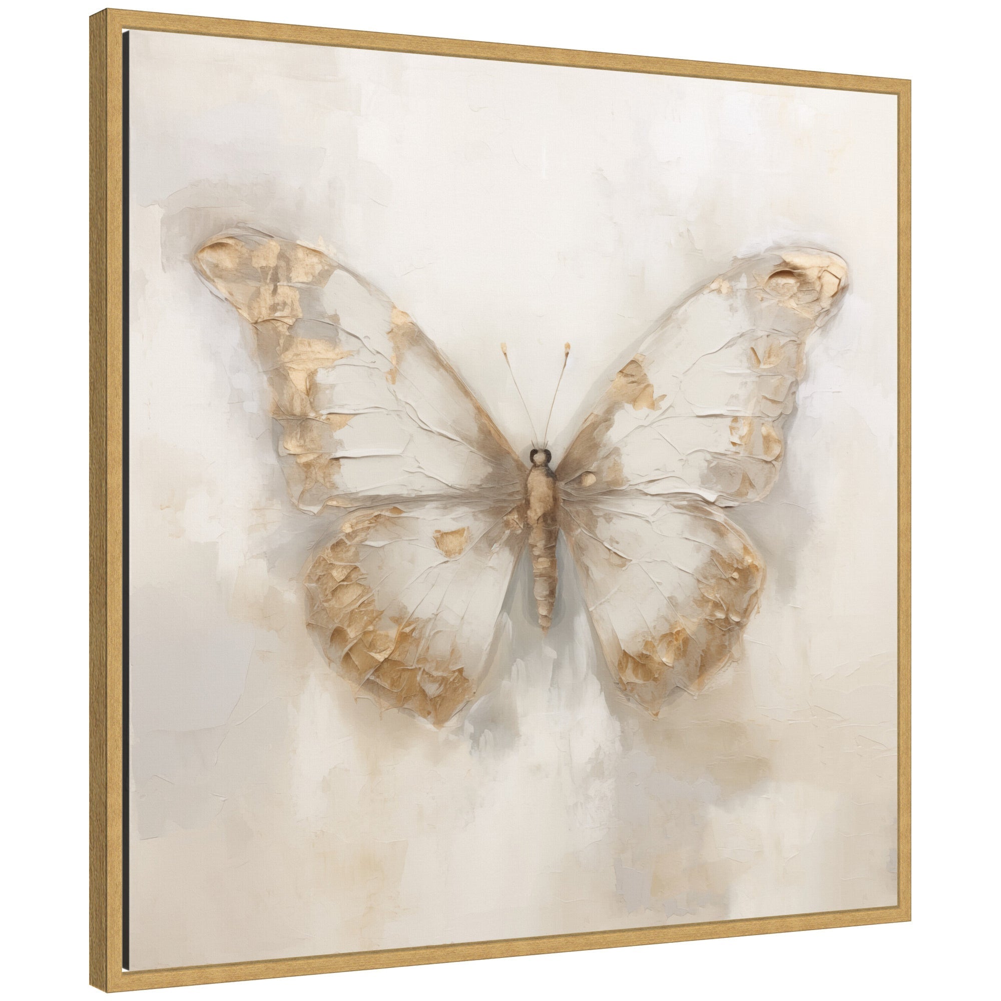 Sylvie Butterfly Neutral 2 Framed Canvas by The Creative Bunch Studio