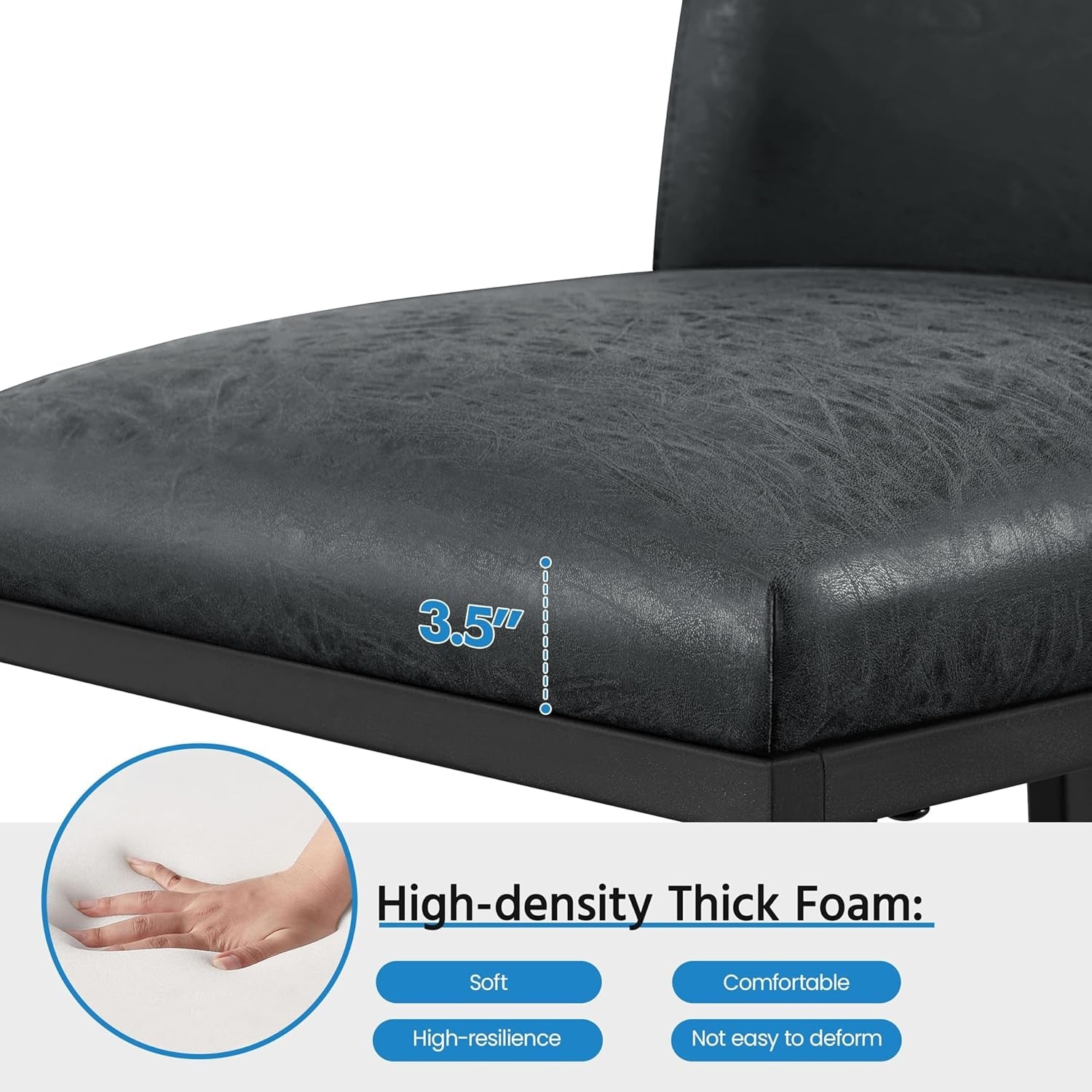 24 Inch Dark Gray Leather Counter Height Bar Stools Set 2