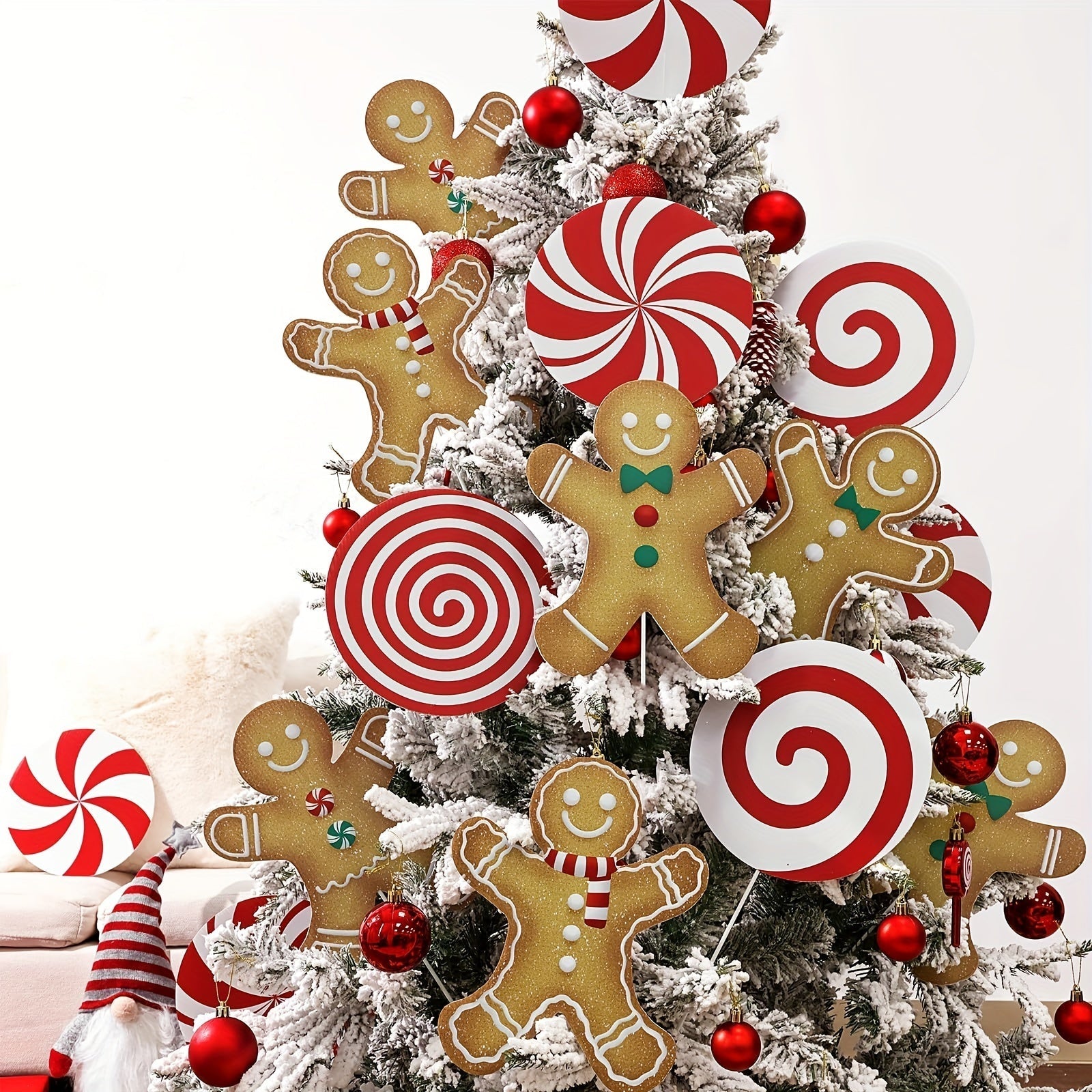 Candy Cane Swirls Christmas Tree Topper & Ornament Set-2