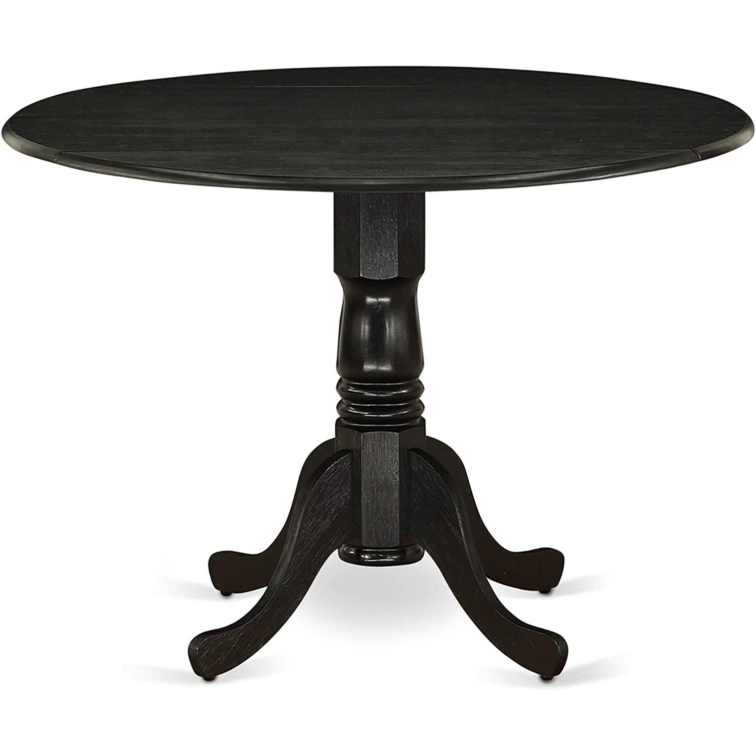 Round Wood Dining Table With Black Finish For Modern Dining Rooms