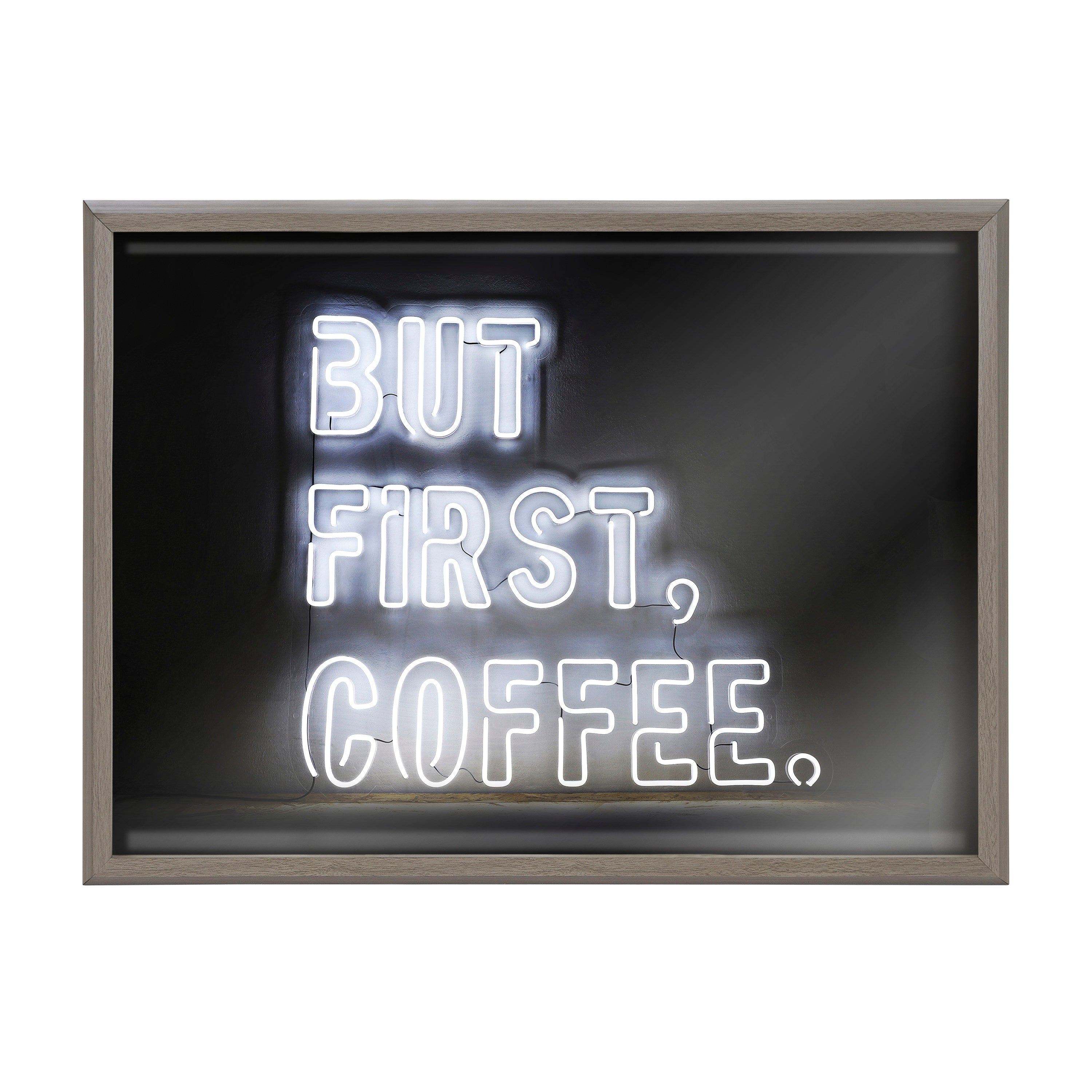 Blake But First Coffee Neon Sign Framed Printed Glass by The Creative Bunch Studio