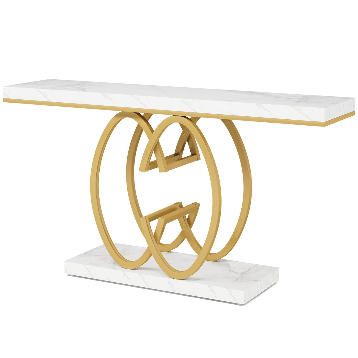 Luxurious 55" Faux Marble Console Table