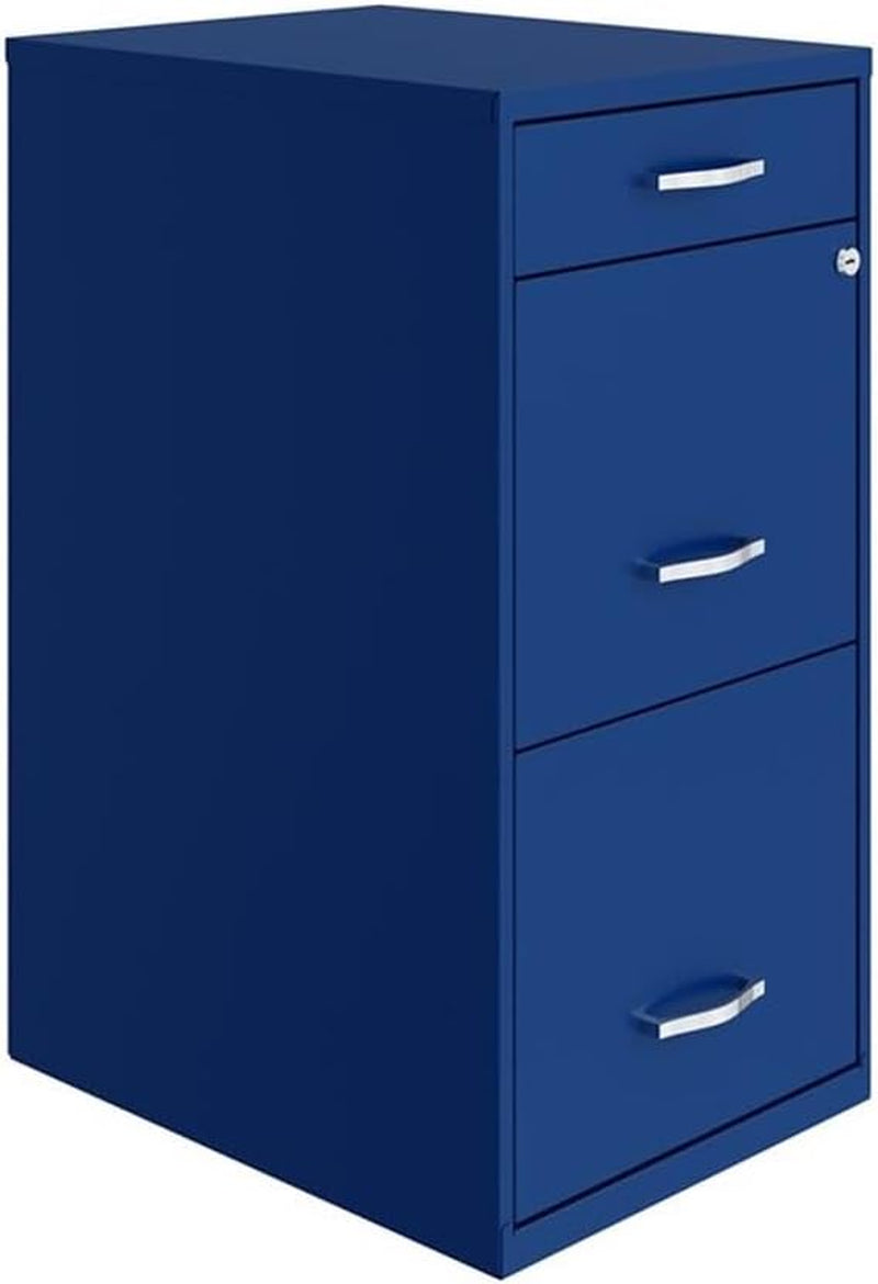 Blue 18In Deep 3 Drawer Metal File Cabinet Fully Assembled