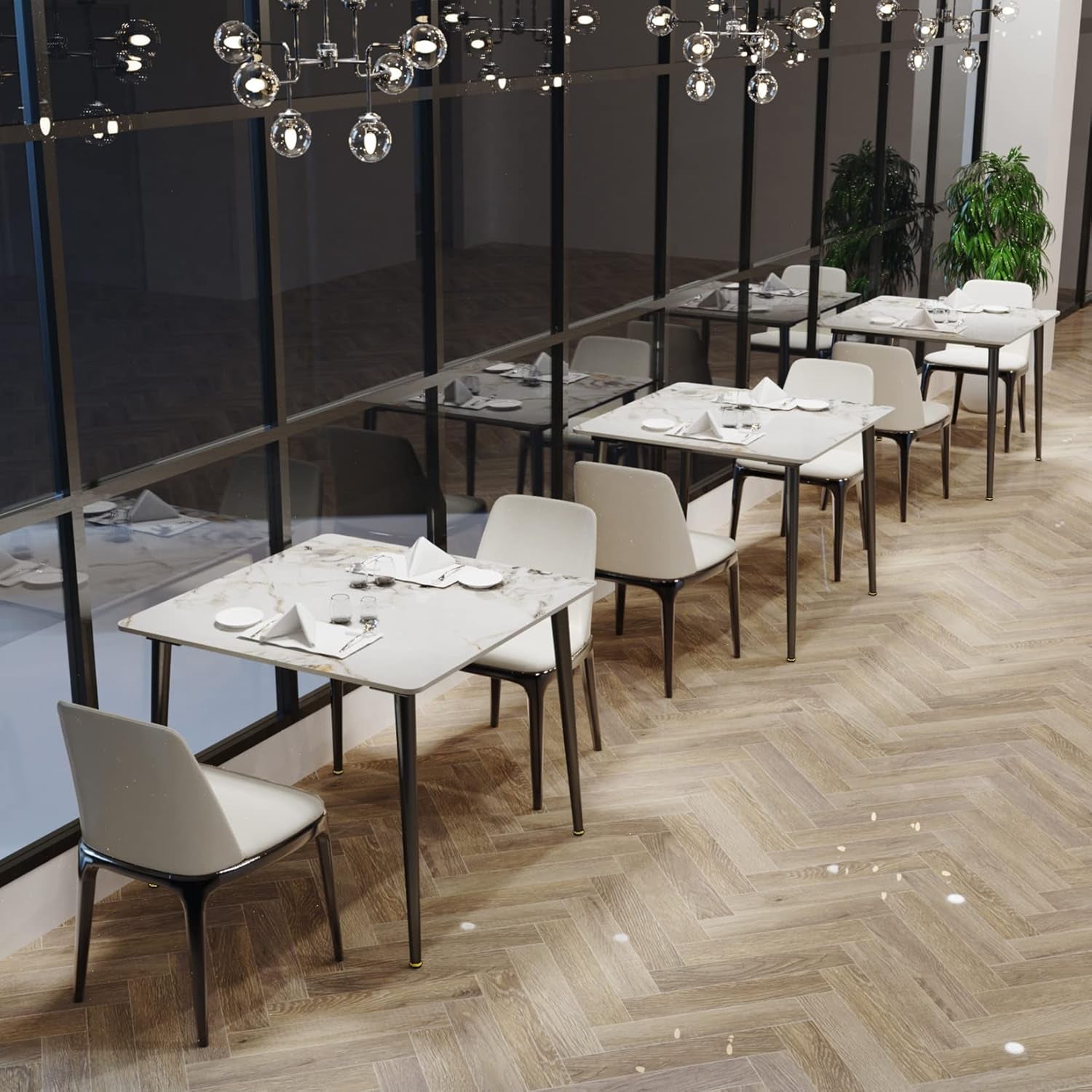 Square Sintered Stone Dining Table 31.5 Inch Modern Kitchen