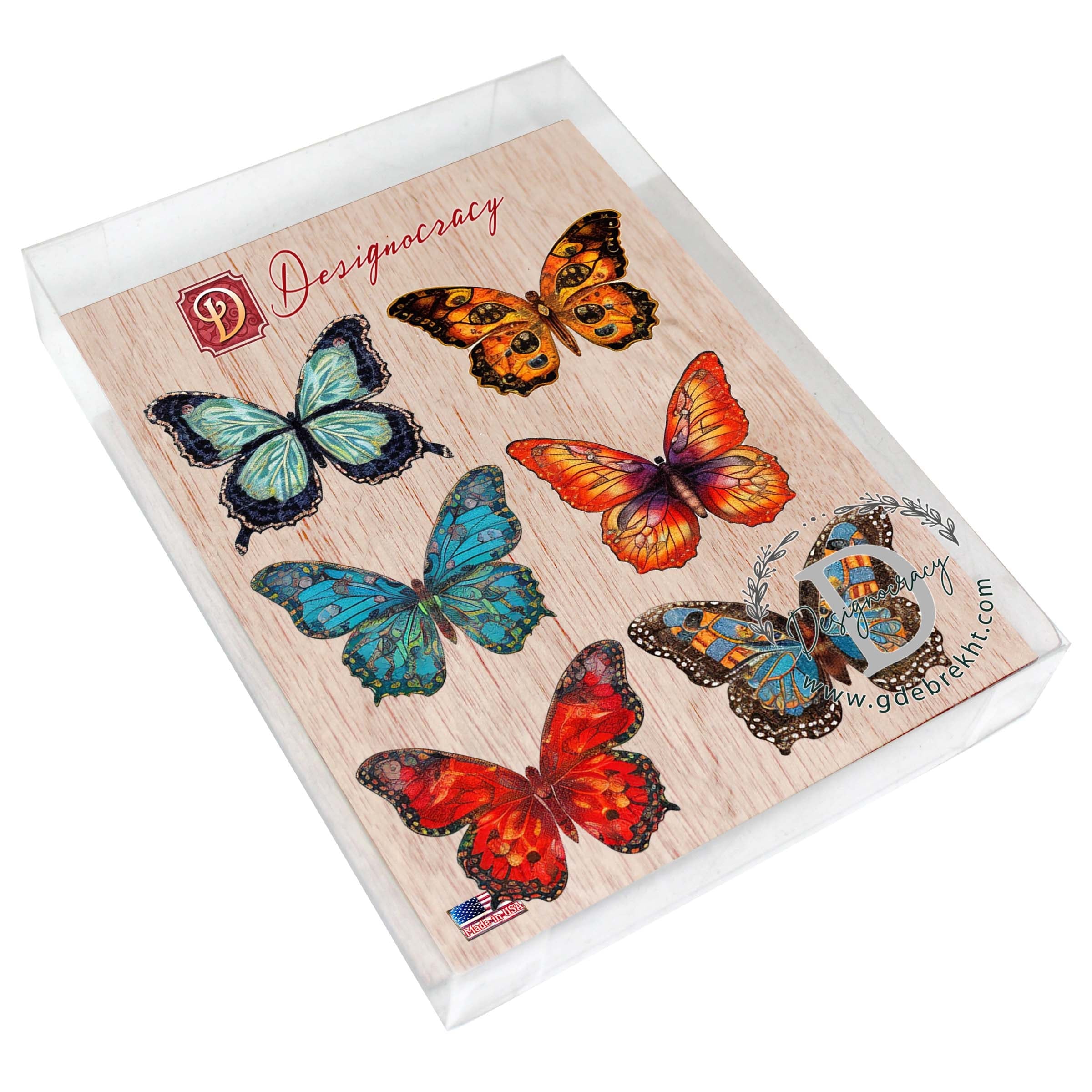 Summer Butterfly Decorative Wooden Magnets Set of 6 by G. Debrekht | Wildlife Décor - 8090012-2G-S6-2