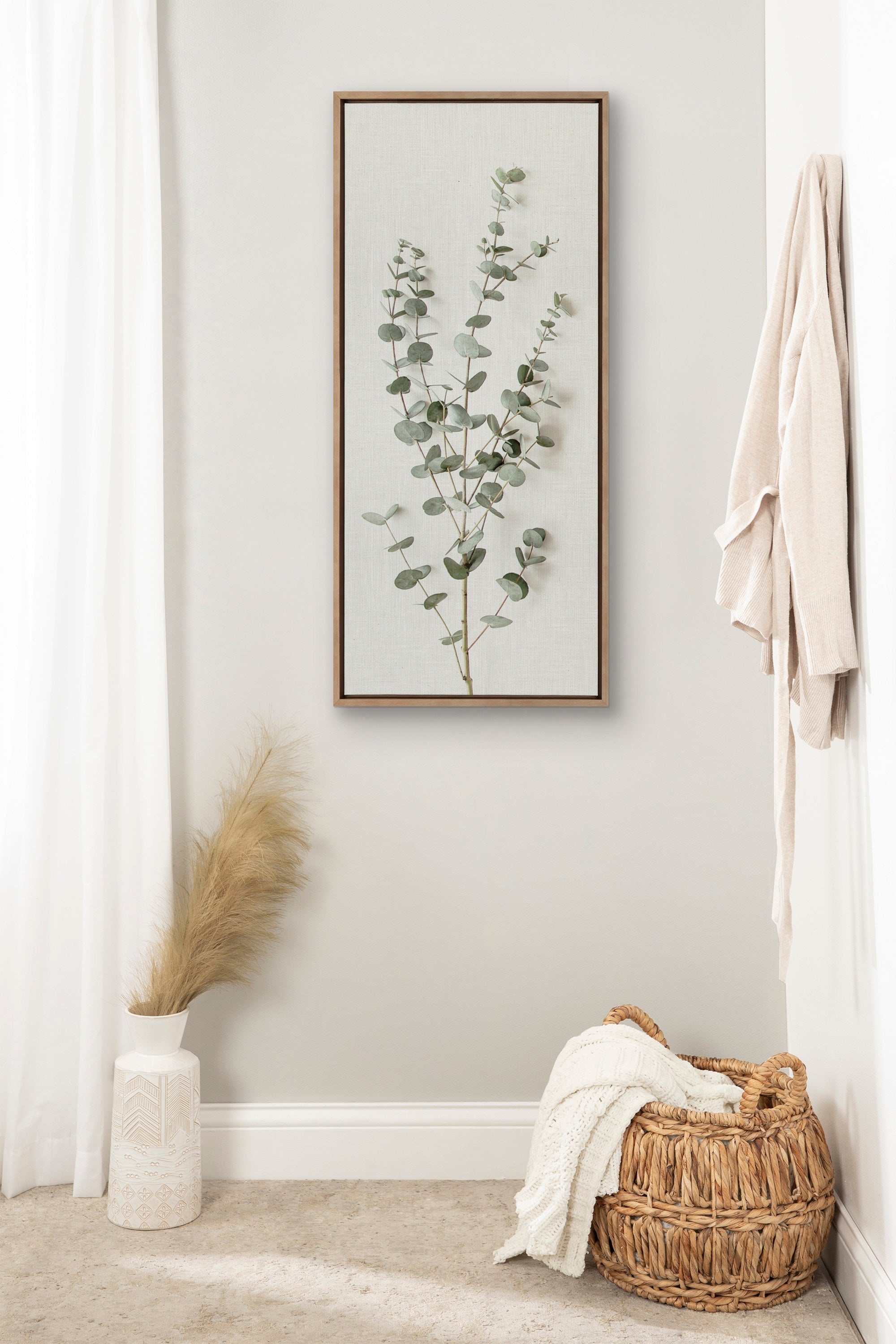 Sylvie Eucalyptus Botanical I Framed Canvas by The Creative Bunch Studio