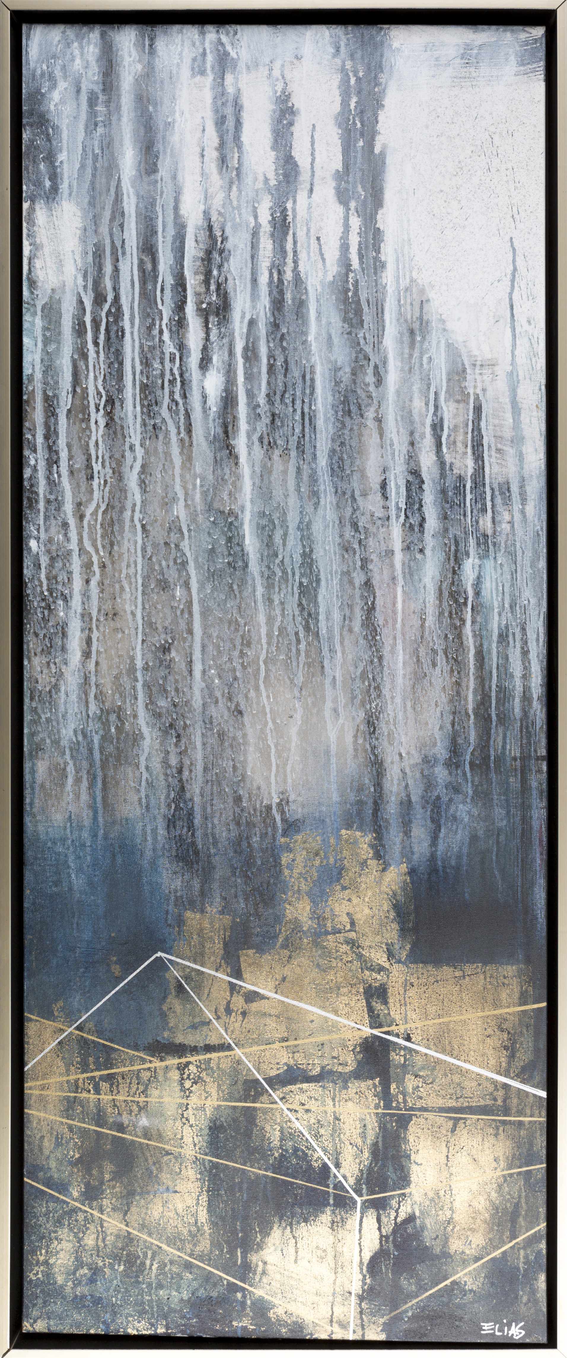 Darmstadt Abstract Gold and Blue Canvas Wall Art-3