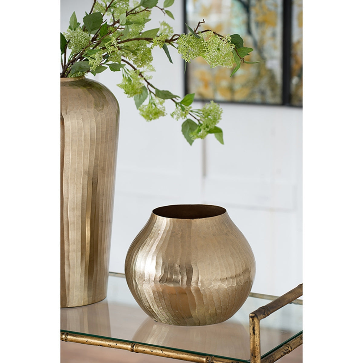 11x11x9' Aluminum Chisel Flower Vase, Gold