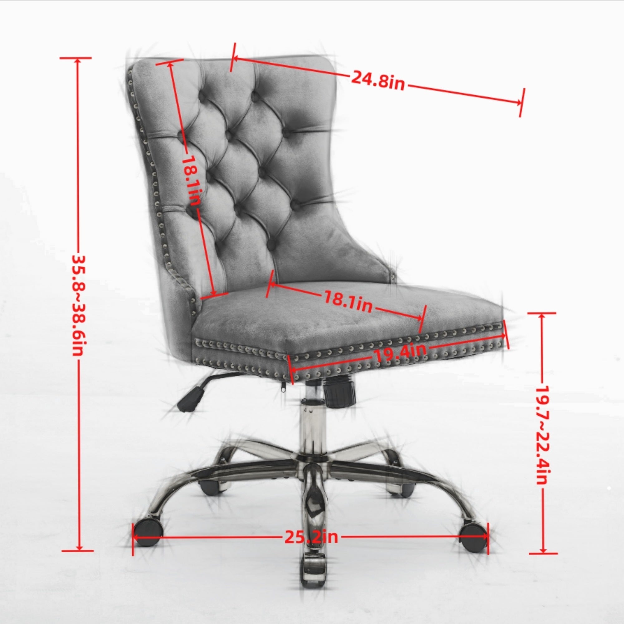 Office Chair Modern Velvet Upholstered Tufted Button (Purple)