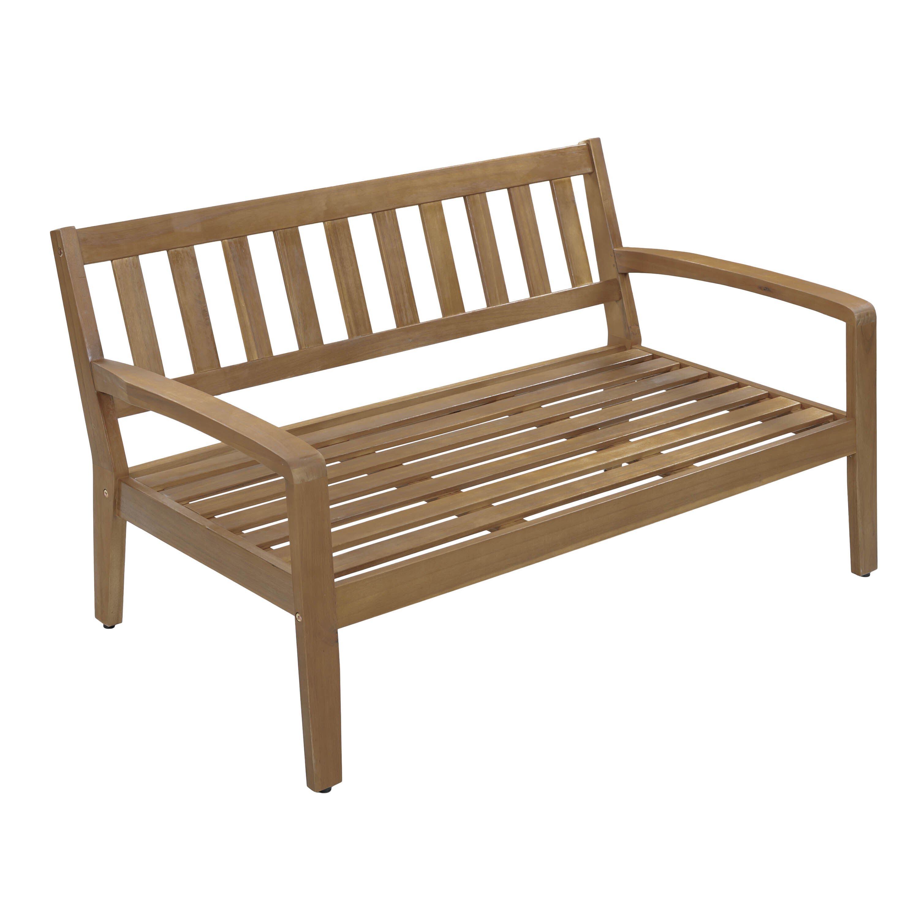 2-Piece Outdoor Gray Acacia Wood Conversation Set