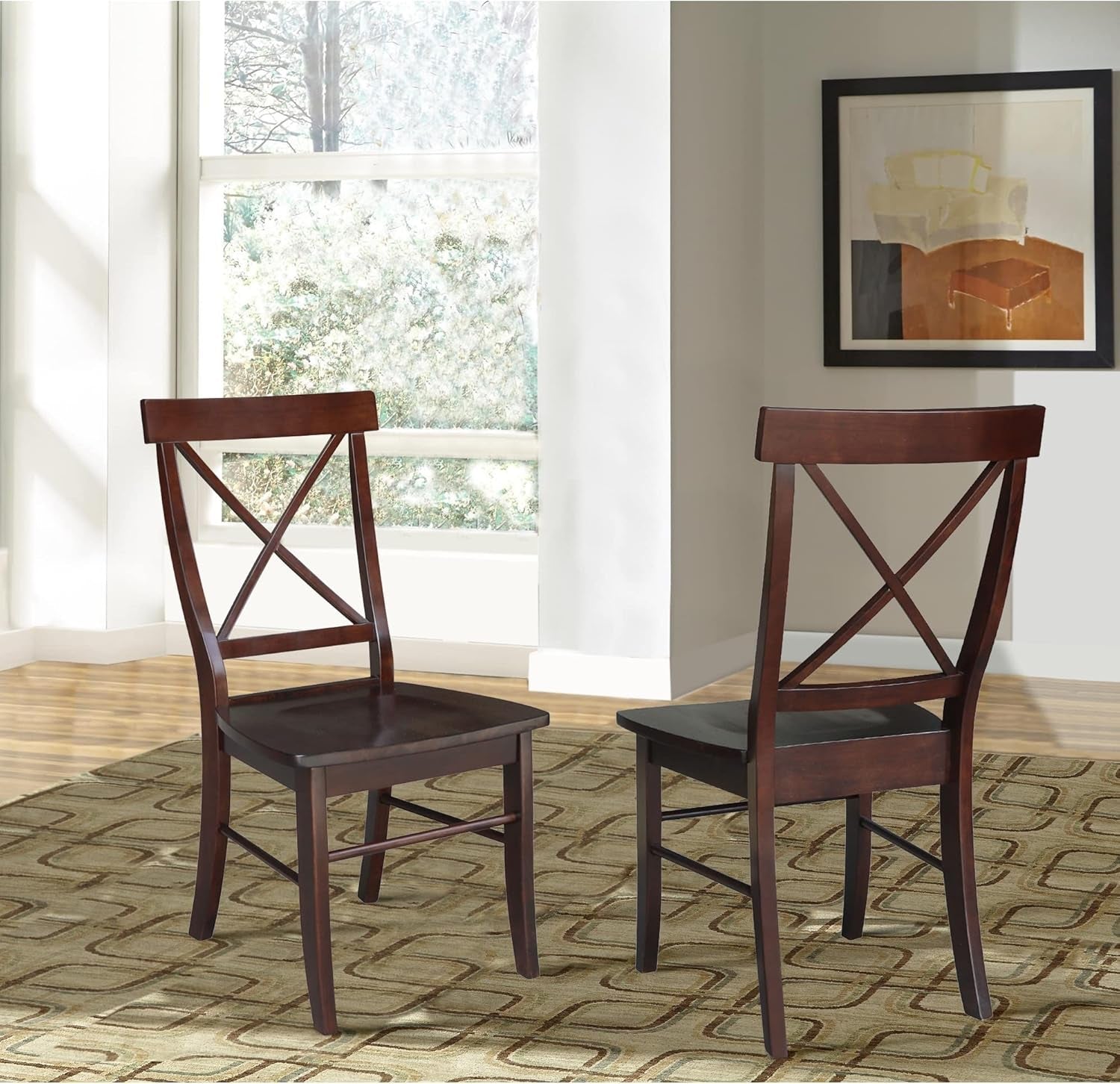X Back Dining Chair In Java Finish With Solid Wood Seat