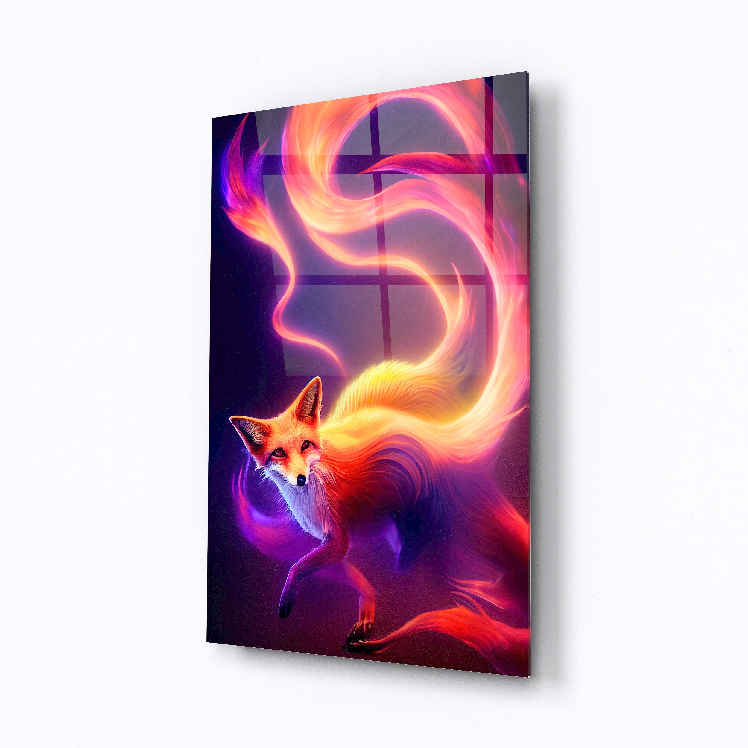 Tempered glass wall art Fire fox-0