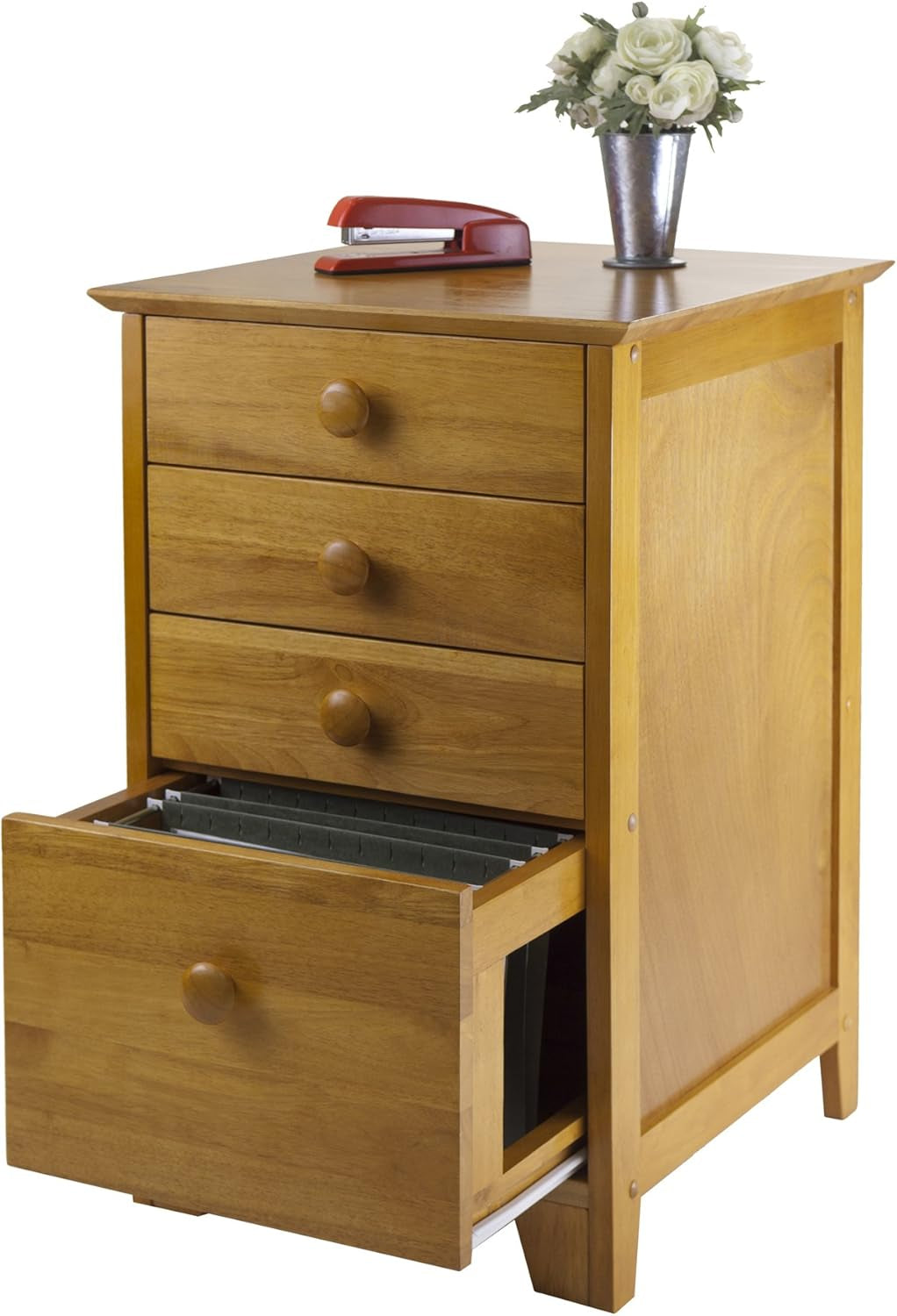 Studio File Cabinet Honey Finish With Three Drawers