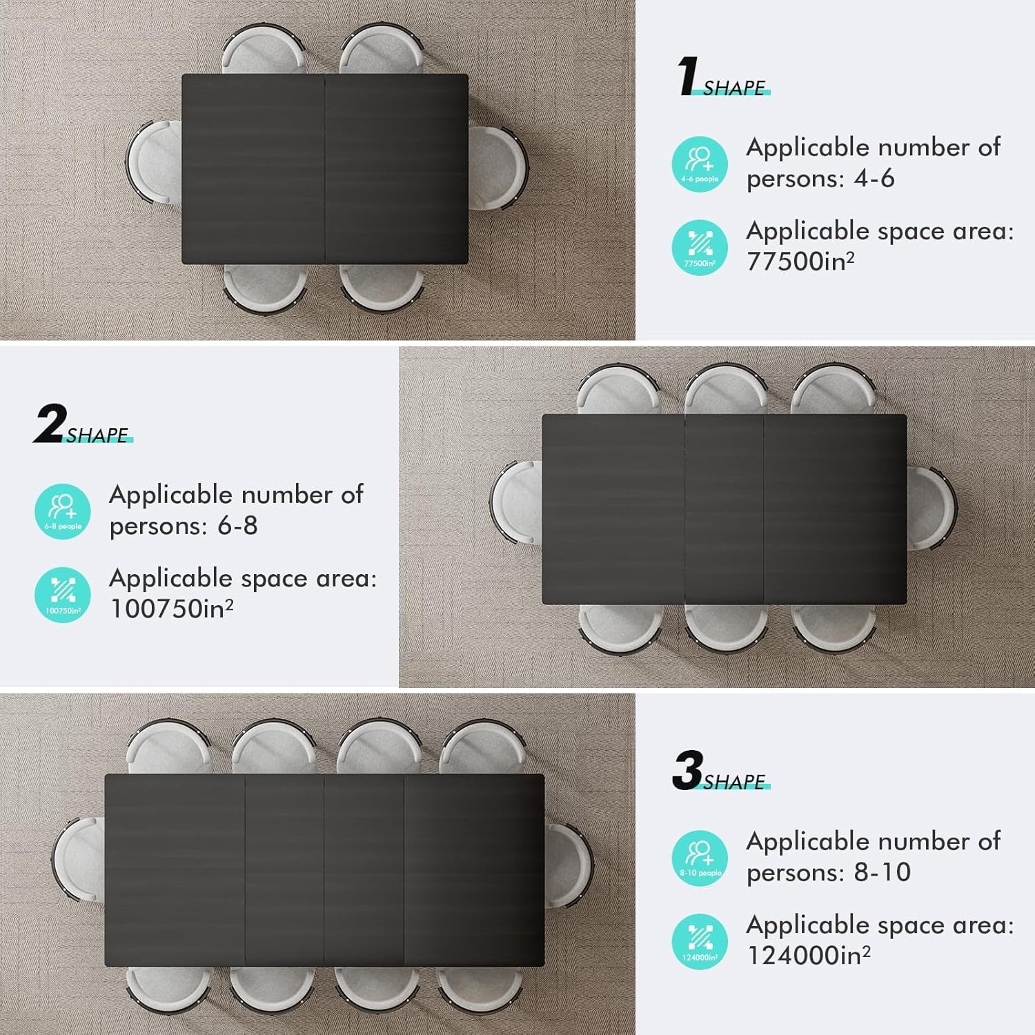 Extendable Dining Table Onyx Black 55 To 86 Inches