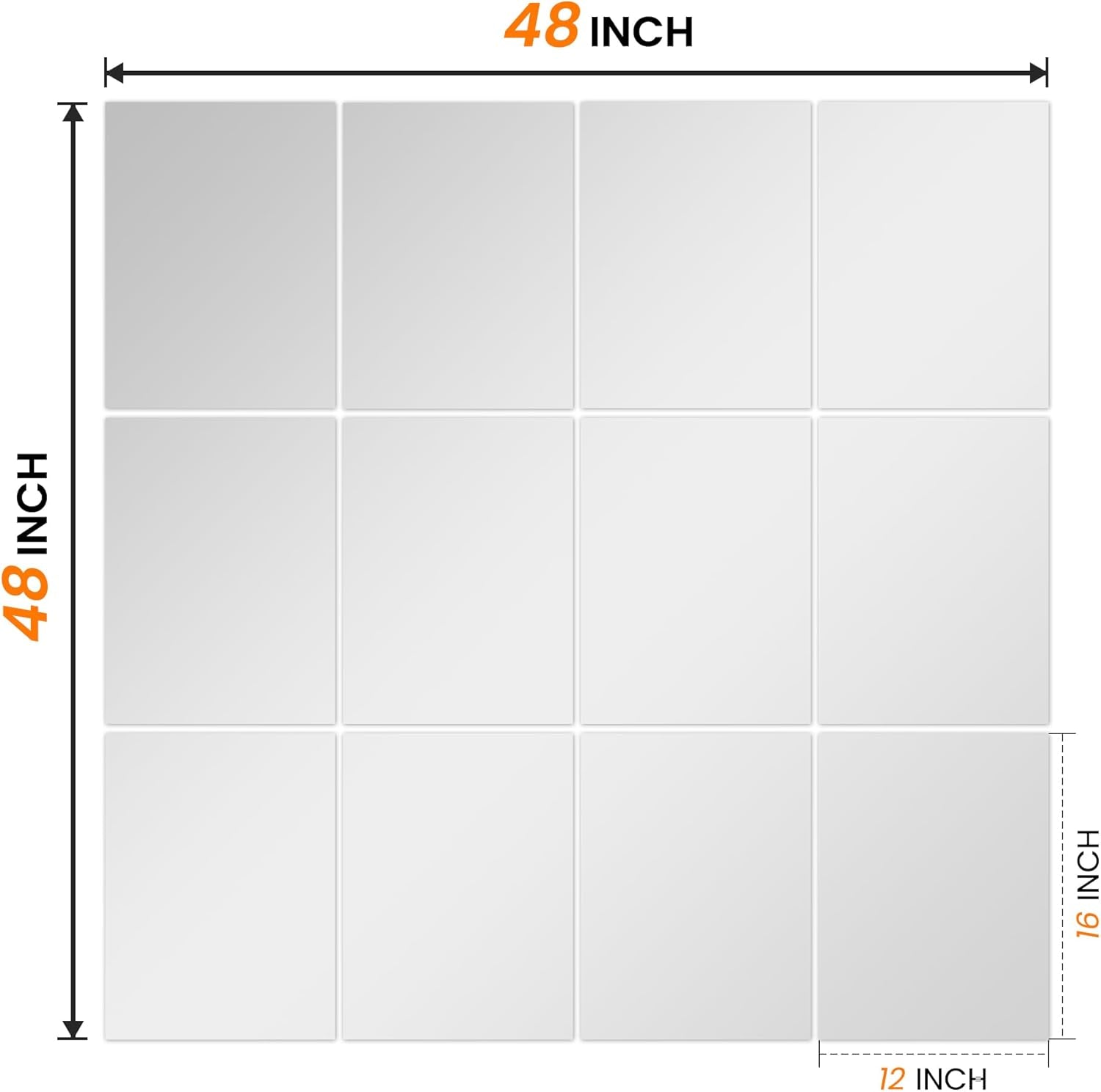 Wall Mirror Tiles 16 By 12 Inches 12 Pack Full Length Mirrors